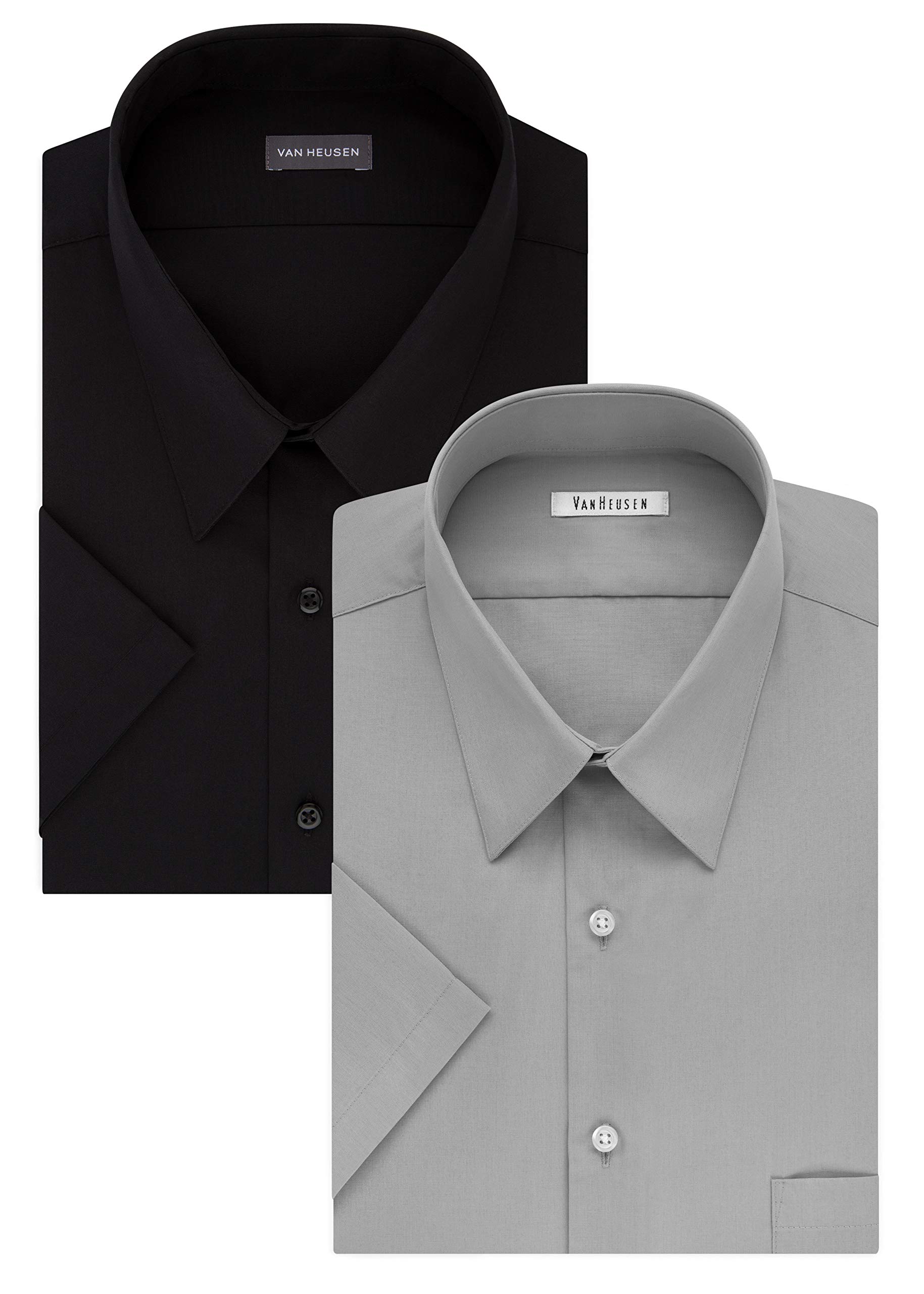 Van Heusen Men's Big & Tall Short Sleeve Dress Shirt - Premium Poplin Fabric, Classic Fit, Solid Colors - Perfect for Office Wear, Business Casual & Summer Outfits