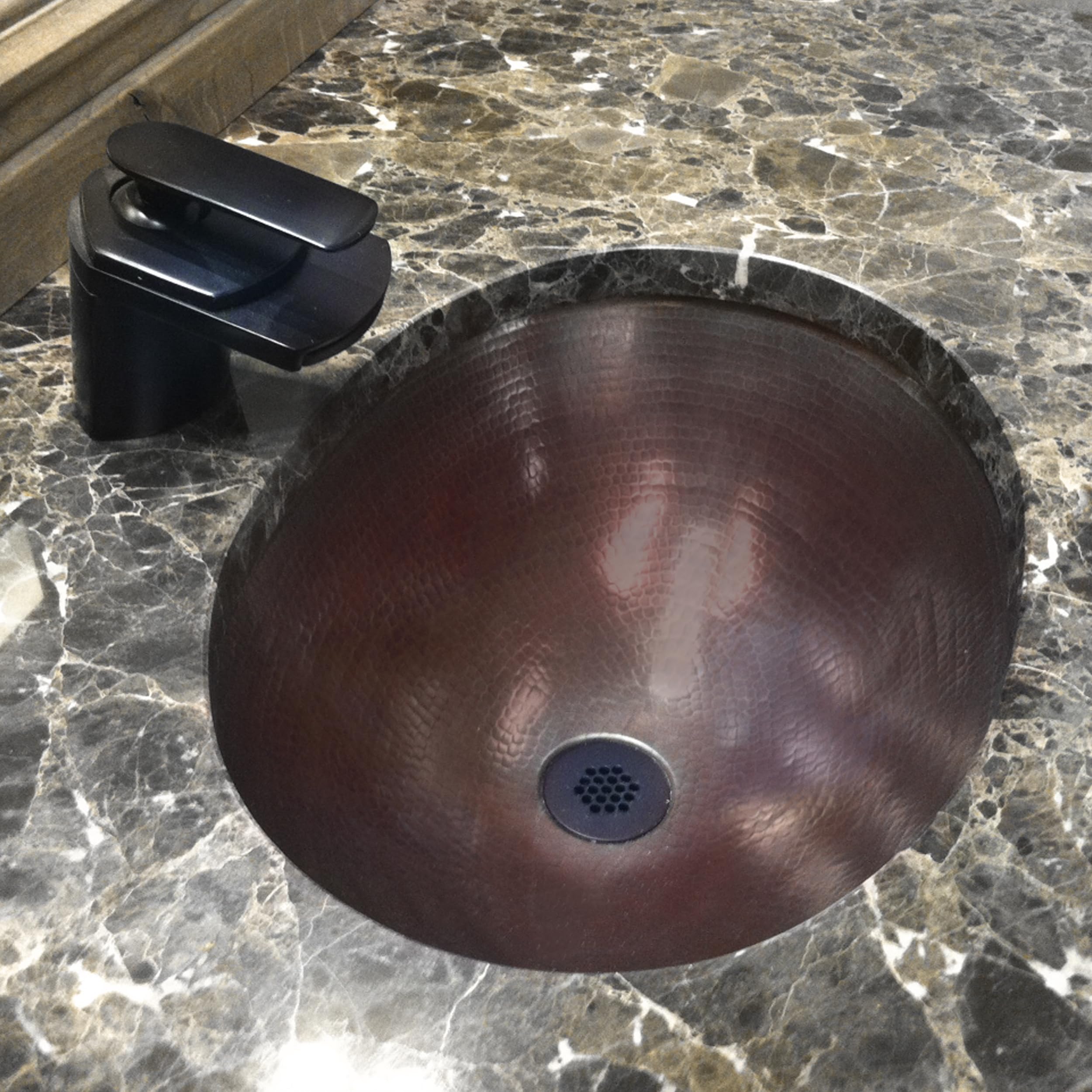 Novatto QUITO Copper Vessel Bathroom Sink with Oil-Rubbed Bronze Drain - Perfect for Modern Farmhouse & Rustic Vanity Decor