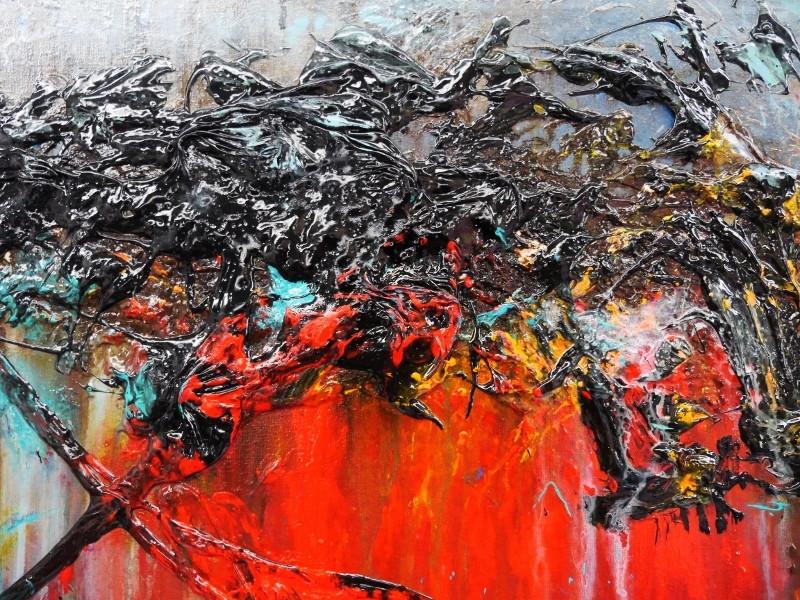 160cm x 100cm Teal Red Abstract Canvas Painting - Modern Wall Art for Living Room, Bedroom & Office Decor | Cobalt Dash Collection
