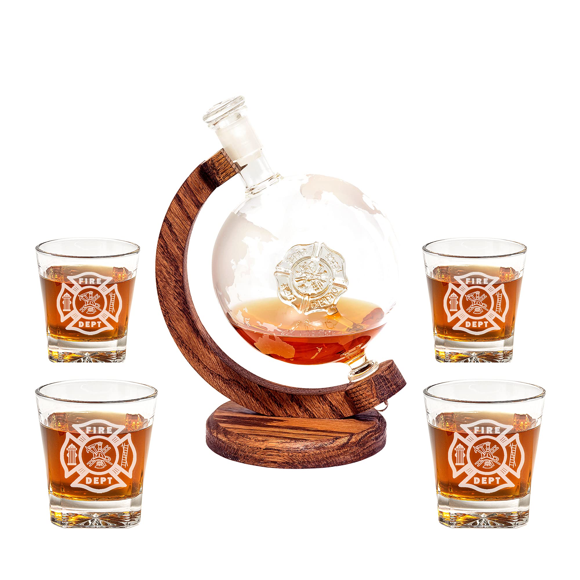 Firefighter Decanter Set - 1000ml Whiskey Decanter with Maltese Cross - Unique Retirement, Graduation & Appreciation Gift for Firefighters - Perfect for Home Bar, Man Cave & Fire Station Decor