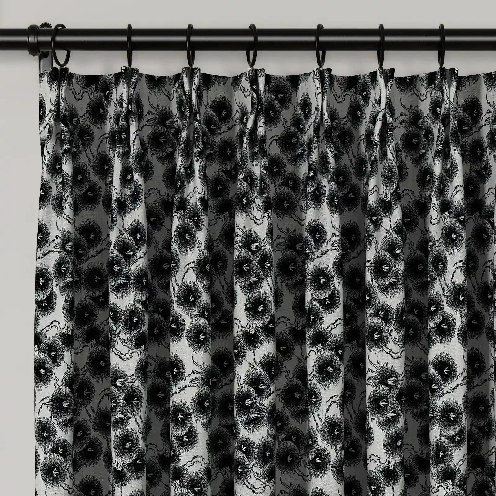 Lydia Daisy Jacquard Pleated Curtains - Elegant Floral Window Drapes for Living Room & Bedroom Decor