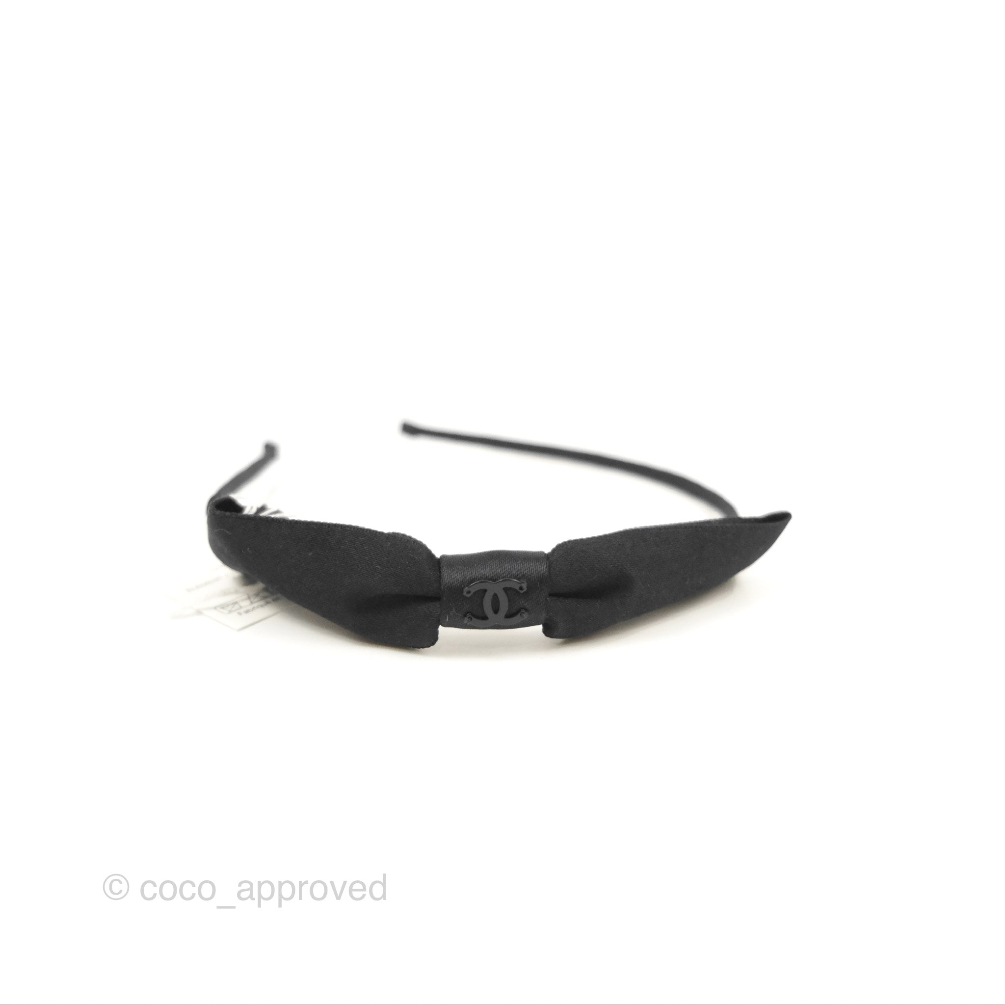 Chanel CC Silk Ribbon Bow Hair Band Black 23P - Elegant Hair Accessory for Women | Perfect for Weddings, Parties & Special Occasions