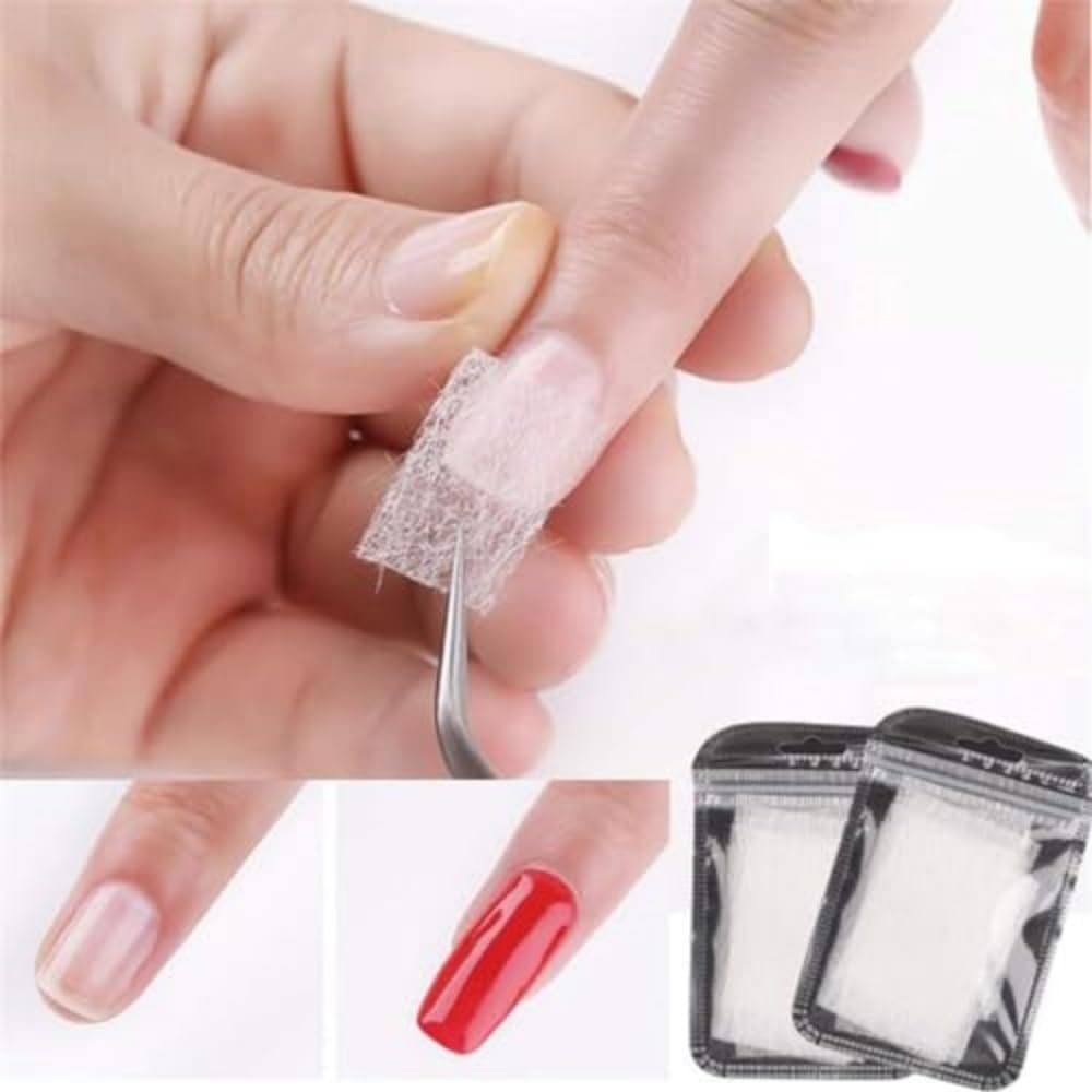 20Pcs Fiberglass Nail Extension Kit with Builder Wrap Stickers, Shape Clips & Repair Tools - Professional Nail Art Accessories for Broken Nail Fix & DIY Manicures at Home (White)