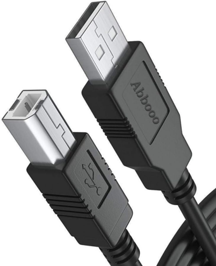 6Ft USB 2.0 Printer Cable for Epson, HP, Canon, Samsung - High-Speed Compatible with OfficeJet, LaserJet, Envy, Expression Home XP-320, Brother Printers & Silhouette Cameo Scanners - Perfect for Home Office & Small Business Printing Needs