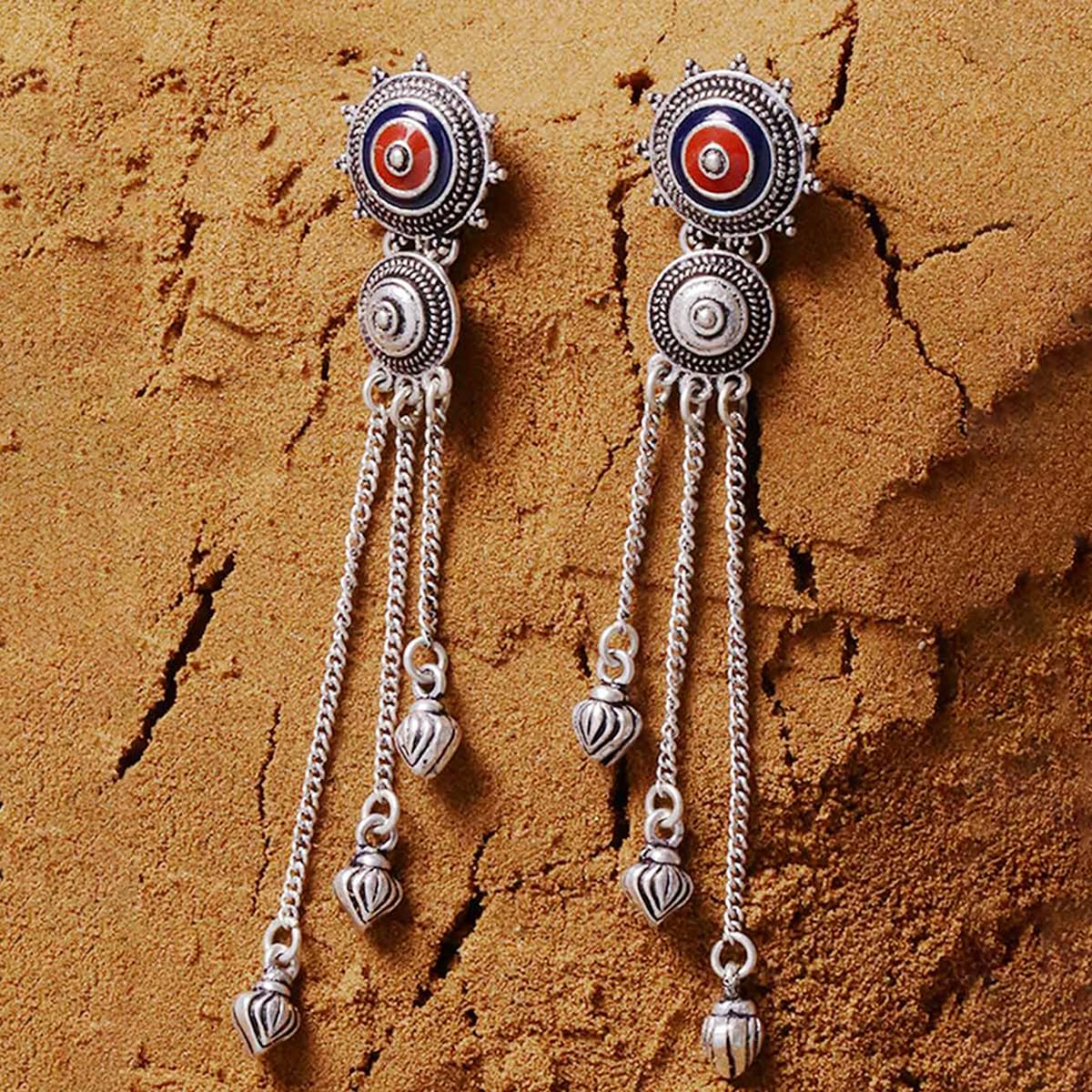 Voylla Mandala Tassel Drop Earrings for Women - Boho Ethnic Handmade Jewelry - Perfect for Festivals, Weddings & Boho Fashion