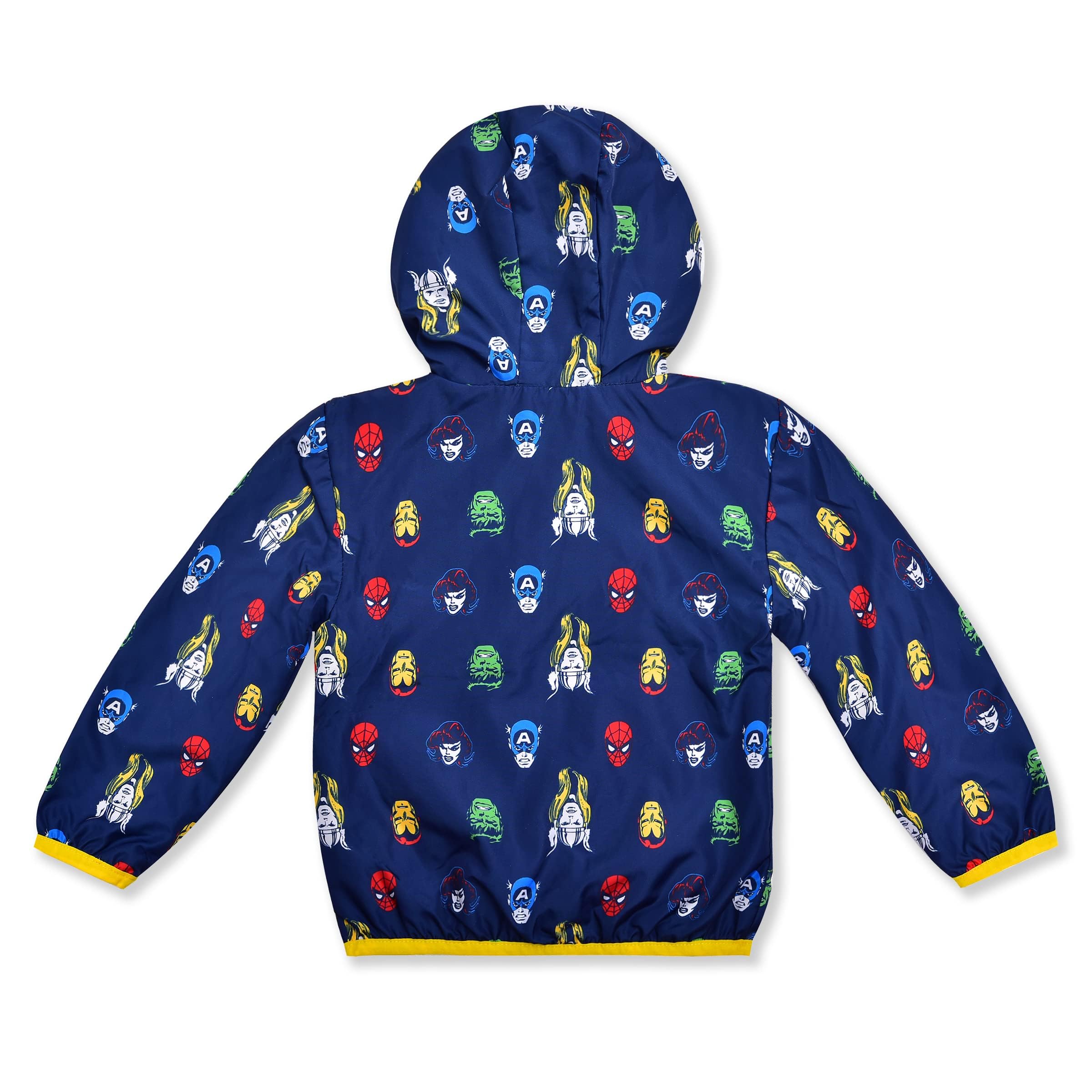Marvel Avengers Superhero Windbreaker Jacket for Kids - Spider-Man, Captain America, Hulk, Thor & Iron Man | Lightweight Waterproof Jacket for Toddler Boys Outdoor Play & Cosplay