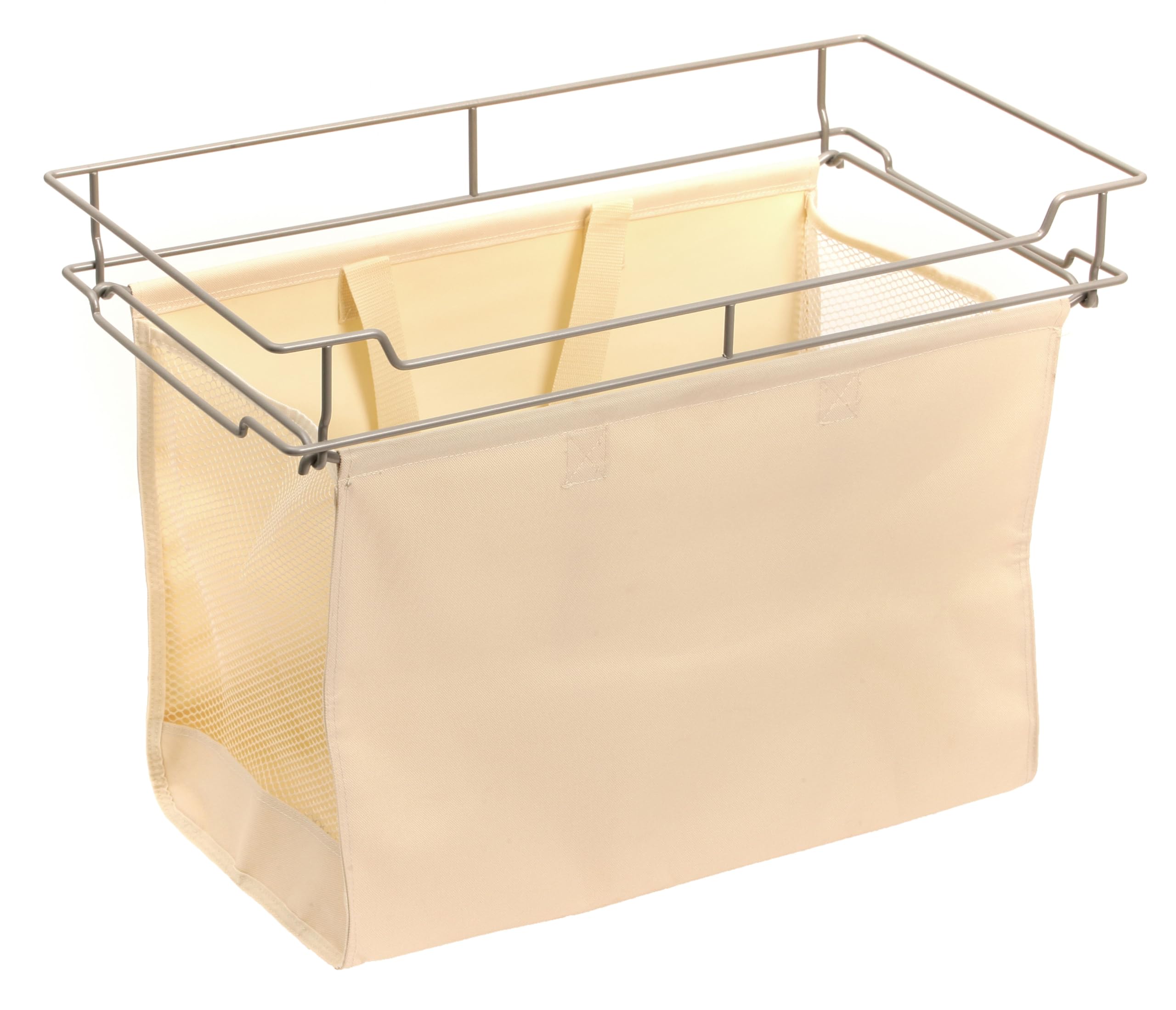 Easy Track 9200-CH Sliding Canvas Hamper - 15-Inch Deep Closet Storage Organizer - Off White Laundry Basket for Bedroom, Bathroom & Dorm Room Organization
