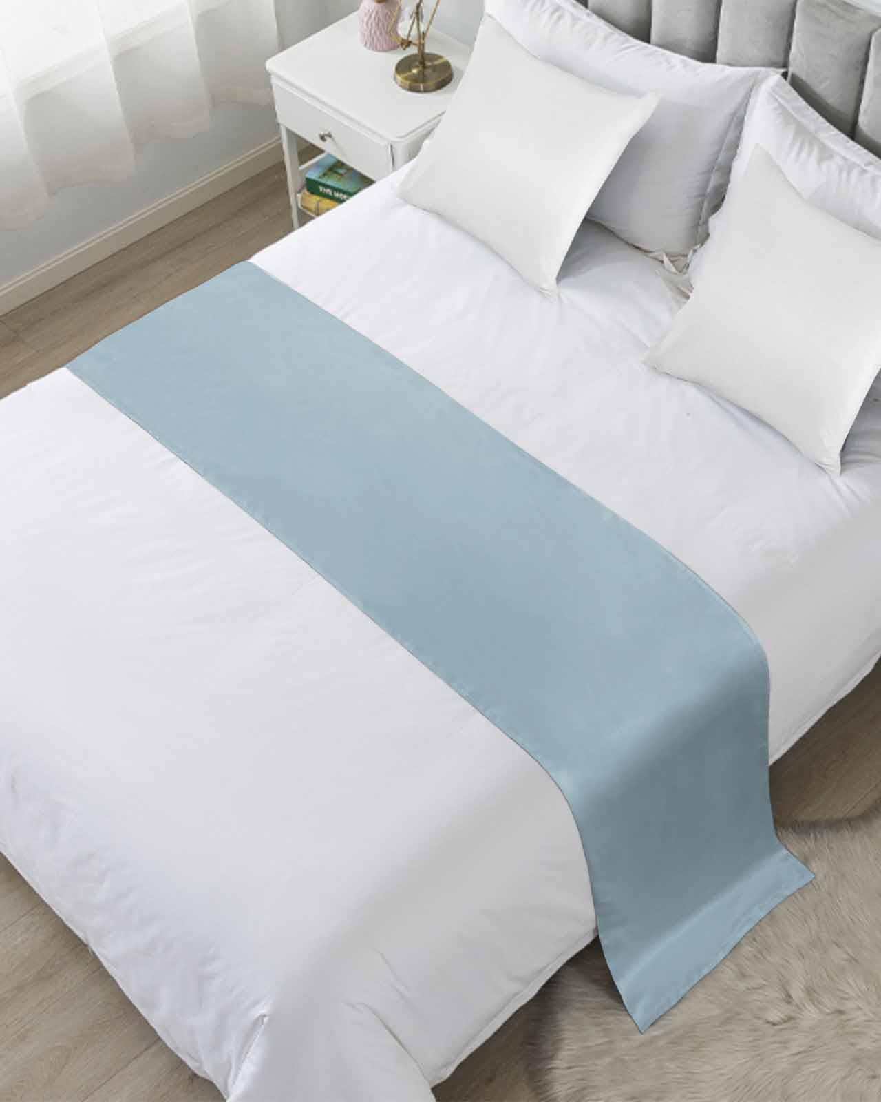 Sky Blue Bed Runner for Cal King Size Bed - Modern Decorative Throw for Foot of Bed, Farmhouse Style Winter Bedding Scarf & Sofa Protector | Perfect for Bedroom Decor, Guest Room Accent & Cozy Living Room
