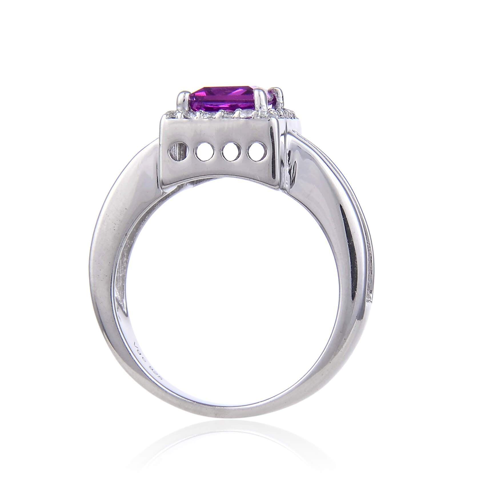 Exquisite Purple Sapphire Chunky Square Halo Ring for Women - Elegant Statement Jewelry for Engagement, Anniversary & Special Occasions