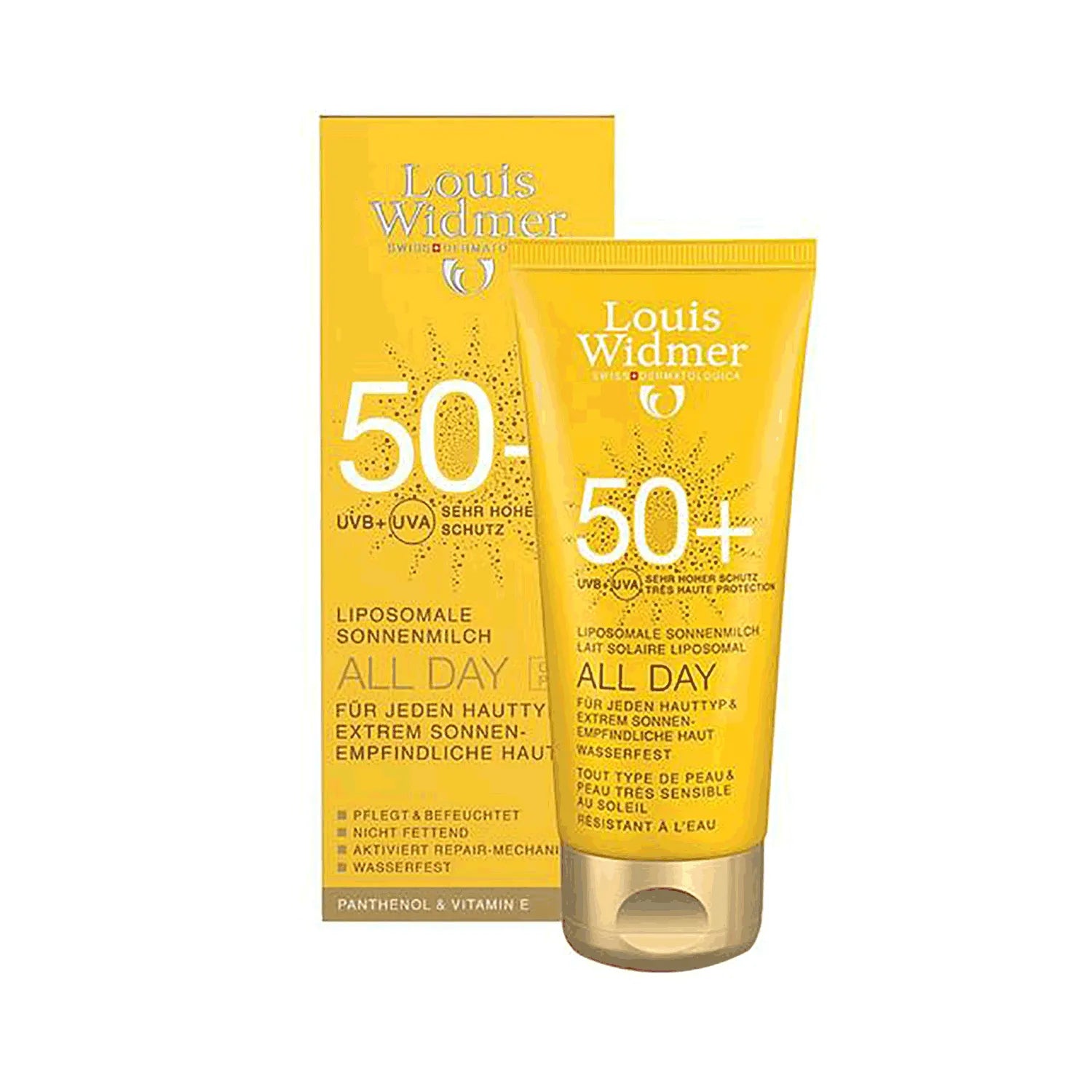 Louis Widmer All Day SPF 50+ Sunscreen Lotion 100ml - Broad Spectrum UVA/UVB Protection for Daily Face & Body Use - Perfect for Outdoor Activities, Travel & Everyday Sun Defense