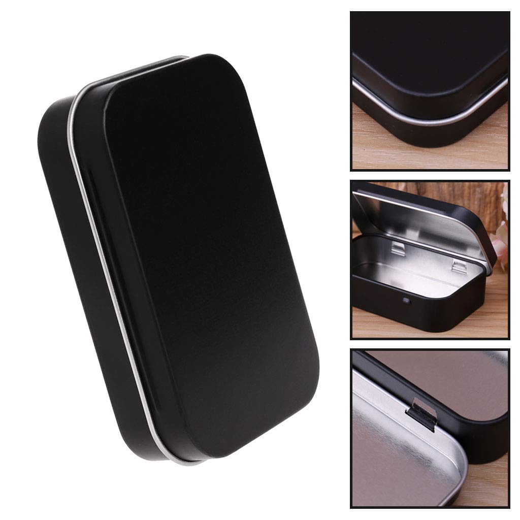 Black Flip-Top Storage Tin Box - Small Jewelry Organizer for Coins, Keys & Candy | Sealed Container for Home, Office & Travel Organization