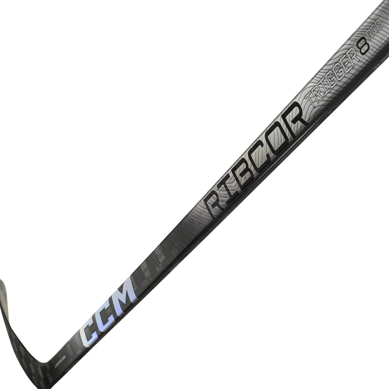 CCM Ribcor Trigger 8 Pro One Piece Hockey Stick - Chrome Finish for Junior Players - Perfect for Ice Hockey Training & Competitive Games