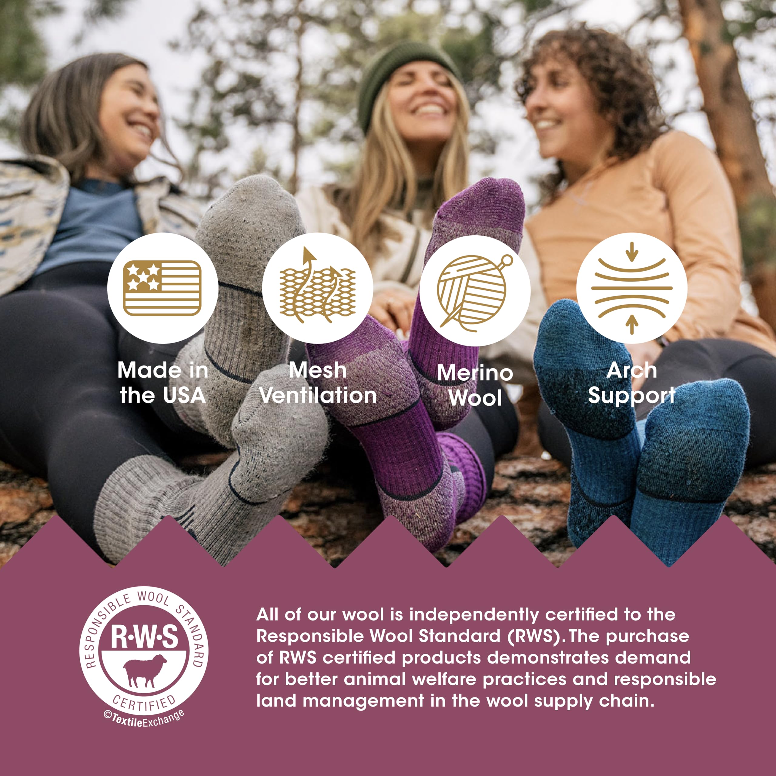 Women's Merino Wool Hiking Socks - Warm Moisture-Wicking Crew Boot Socks for Camping & Outdoor Activities | Soft Cushioned for All-Day Comfort