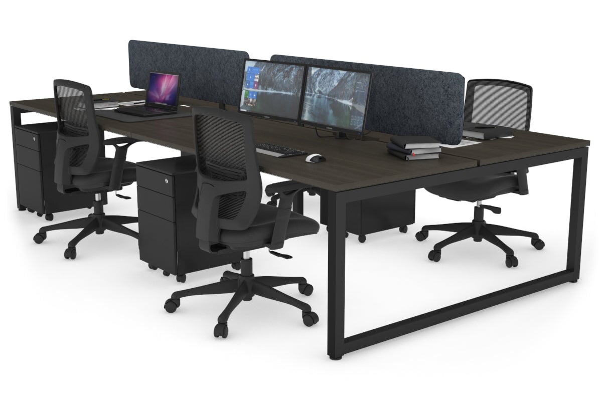 Quadro Loop Legs 4 Person Office Workstation - 1800L x 800W with Cable Management Scallop - Ideal for Collaborative Workspaces & Open Office Environments