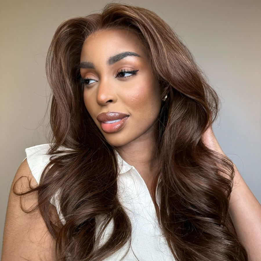 WOWANGEL 13x6 HD Lace Front Wig - Chestnut Brown Skinlike Real Human Hair Wig for Women | Natural Look for Daily Wear, Cosplay & Special Occasions