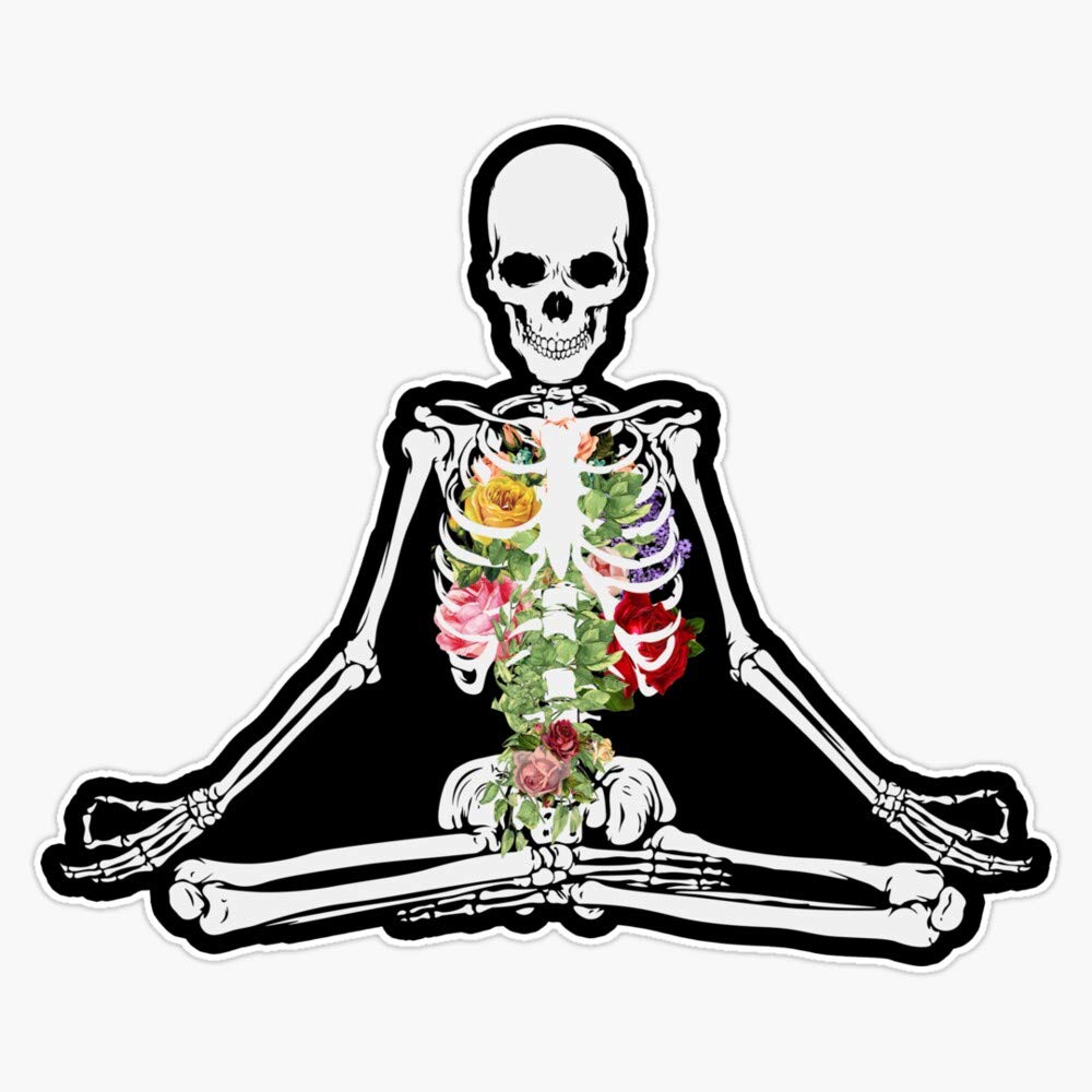 Yoga Skeleton Vinyl Sticker - Floral Rib Cage Design | Waterproof 5