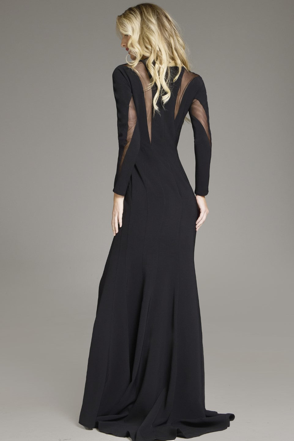 Jovani 37671 Brandy Long Sleeve Sheath Gown with Sheer Panels - Elegant Evening Dress for Prom, Wedding & Formal Events