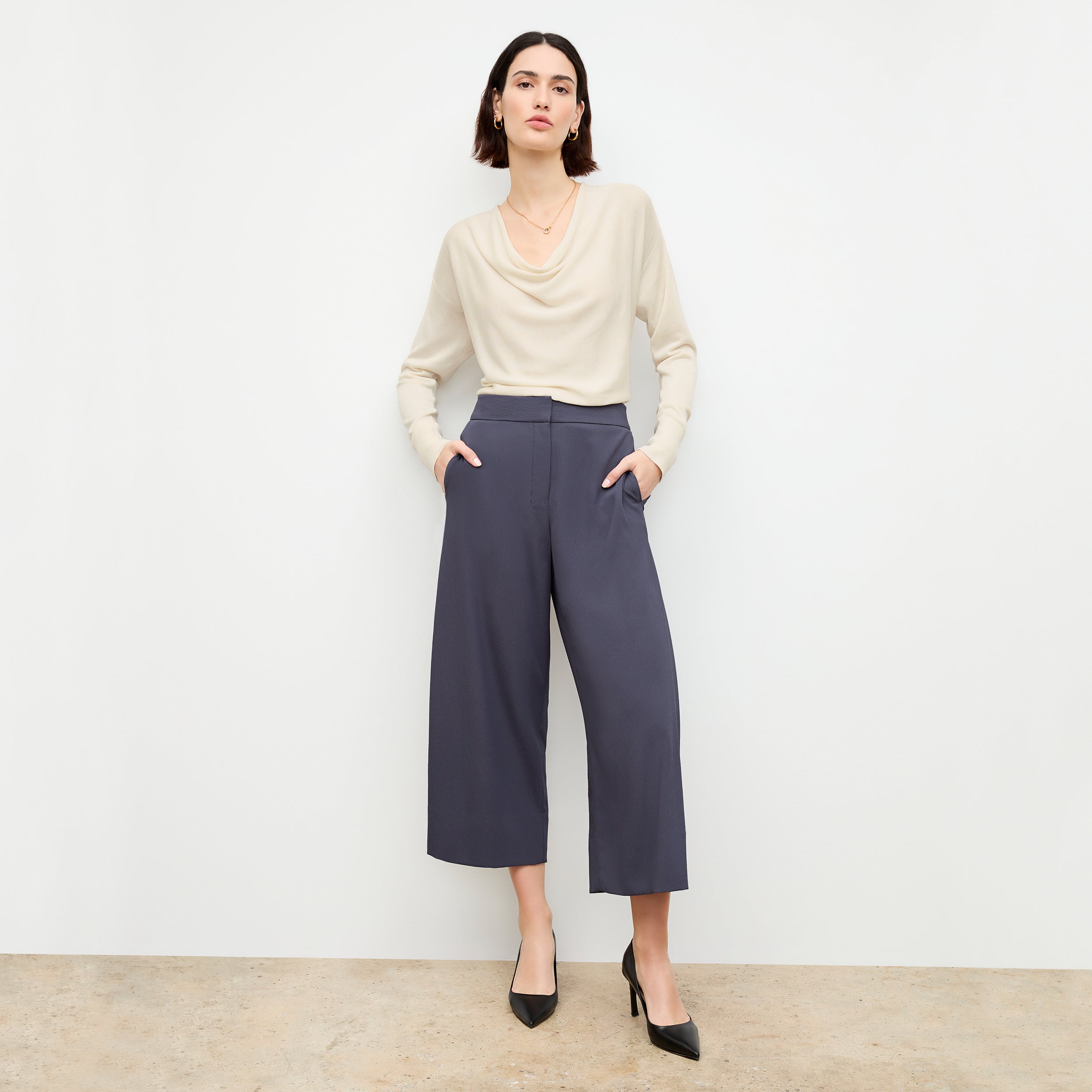 Eco-Friendly Heavy Soft Wave Culottes in Caspian Blue | Sustainable Fashion for Casual Wear & Office Outfits