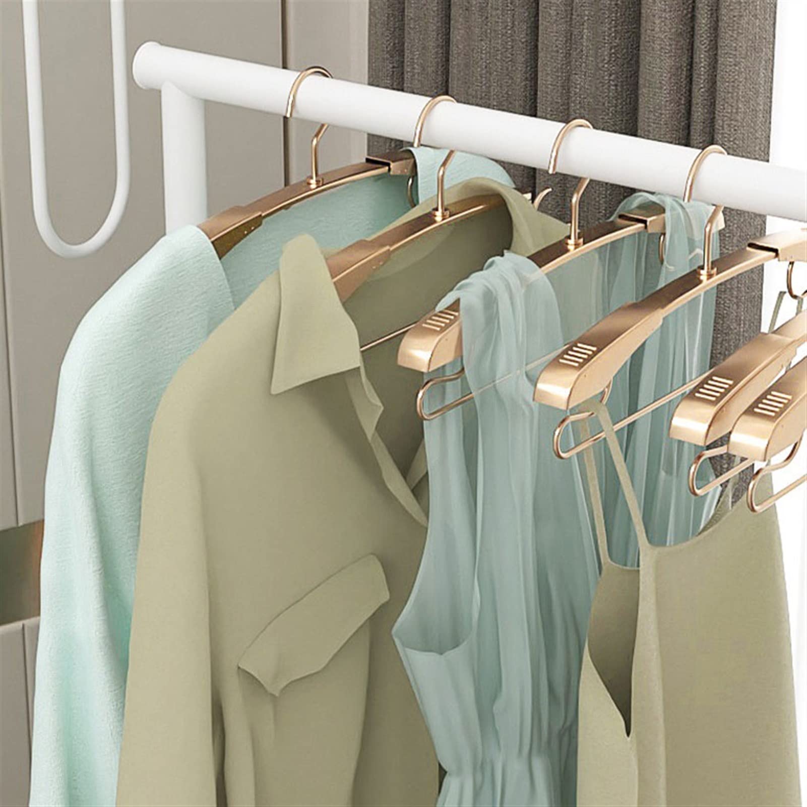 TOMYEUS 5-Pack Retractable Aluminum Alloy Clothes Hangers - Widening & Thickening Metal Garment Hangers for Heavy Coats & Sweaters (Color A) | Space-Saving Closet Organization for Small Spaces & Travel