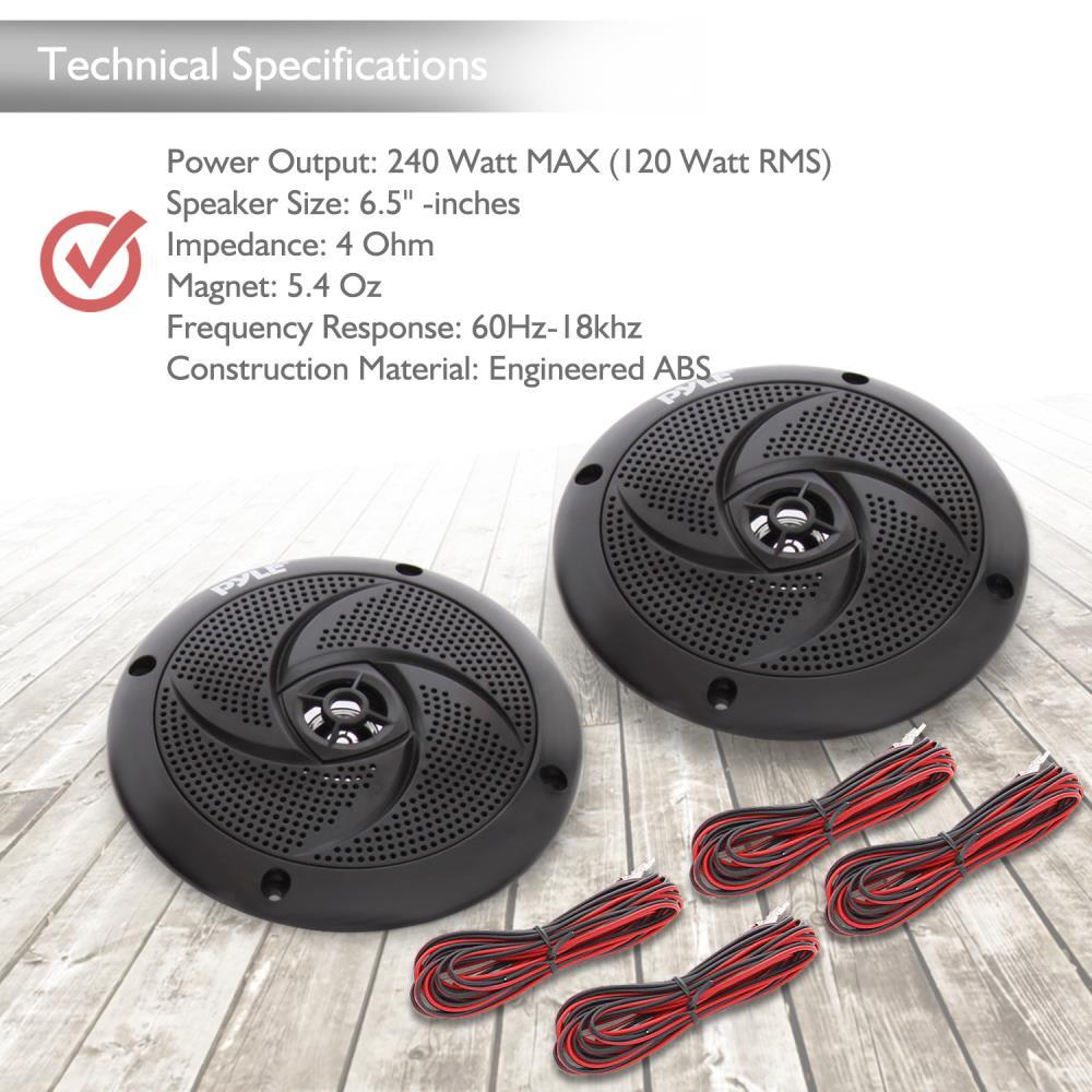 6.5 Inch Low Profile Marine LED Speakers - Waterproof Boat Audio for Outdoor & Marine Use - Perfect for Boats, Yachts, and Water Sports