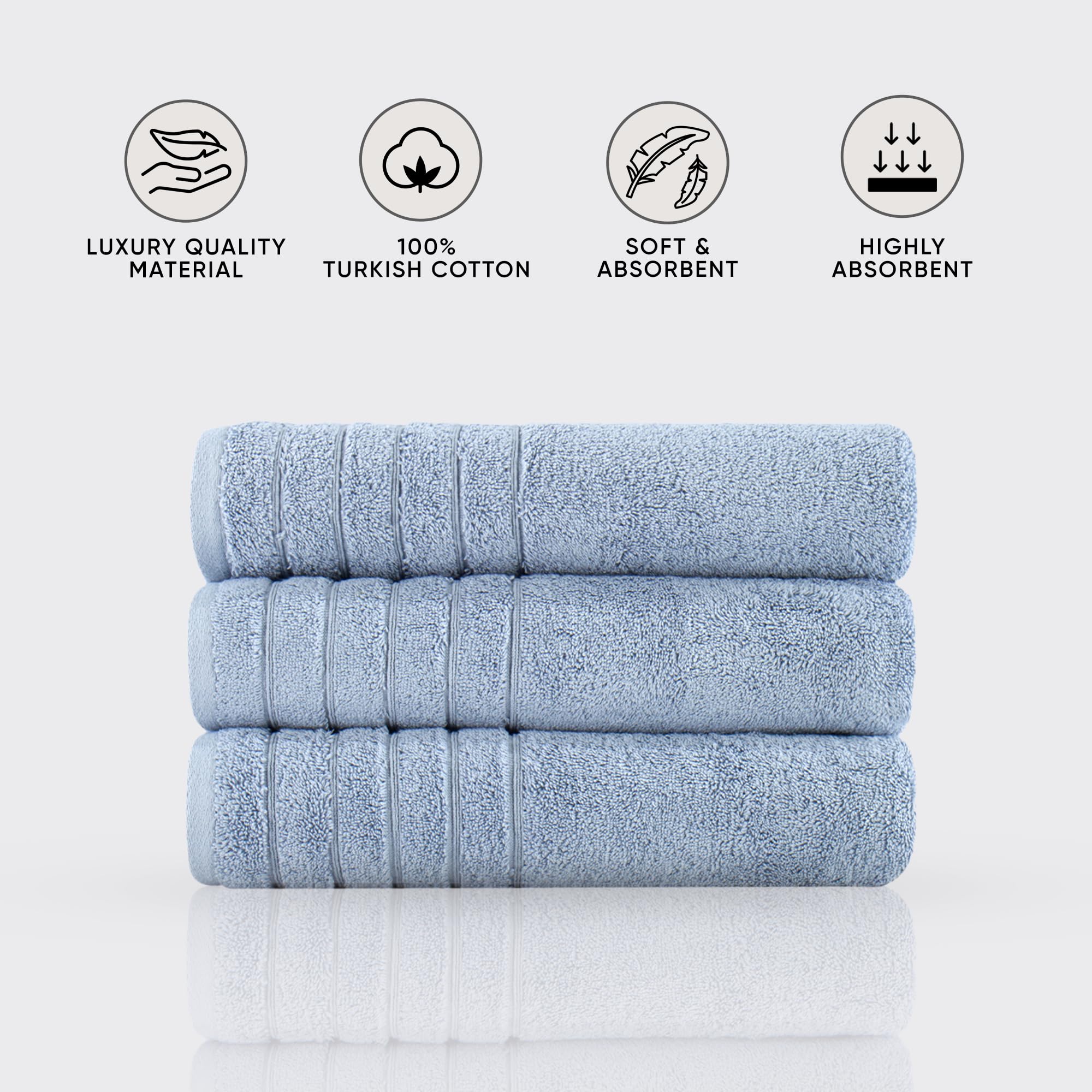 Premium 100% Turkish Cotton Bath Towels - Ultra Absorbent & Soft 3-Pack Set (30