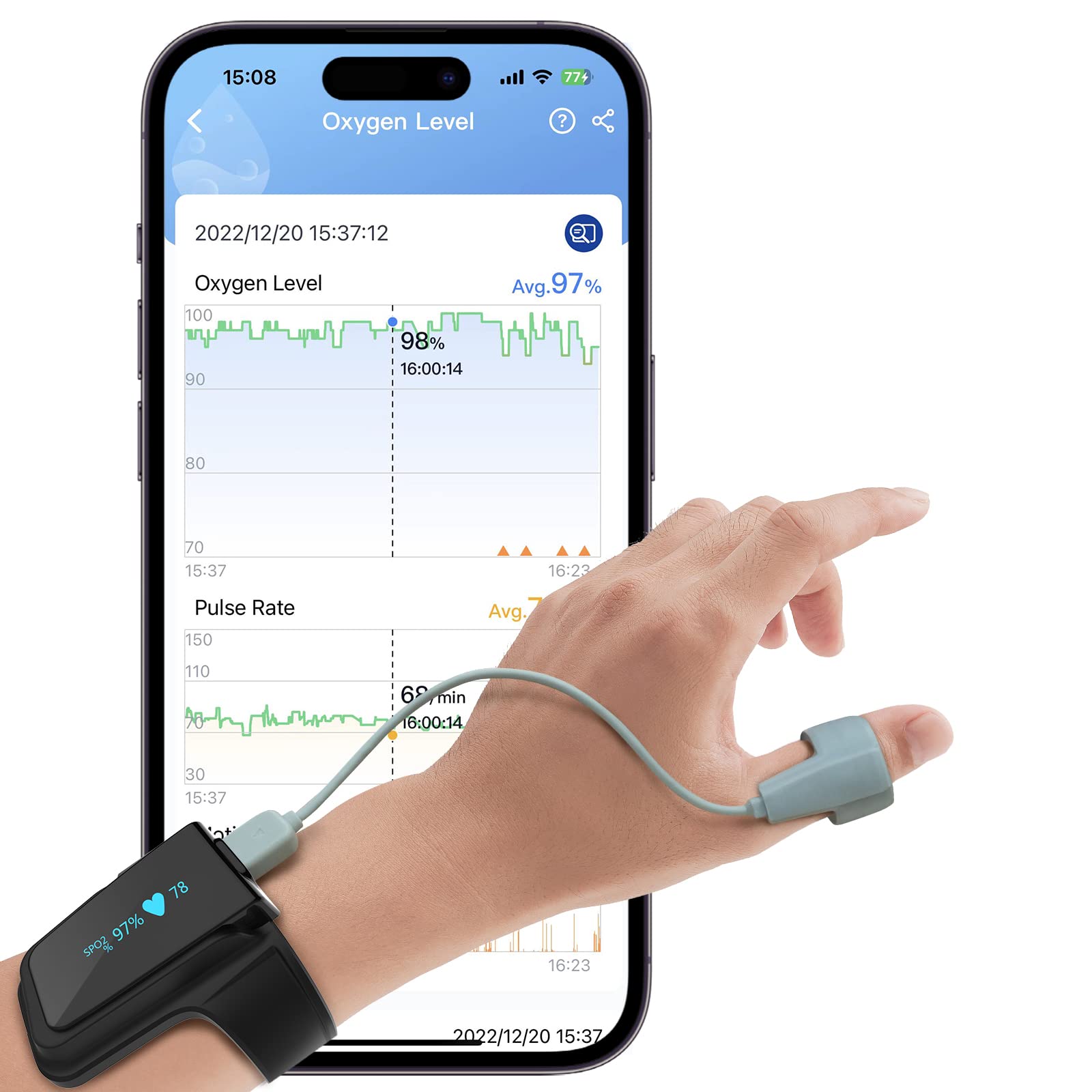 ViATOM Bluetooth Wrist Pulse Oximeter with 72-Hour Battery Life - Continuous Blood Oxygen & SpO2 Monitor - Portable Sleep Tracker with Professional App - Ideal for Fitness, Sleep Apnea & Health Monitoring