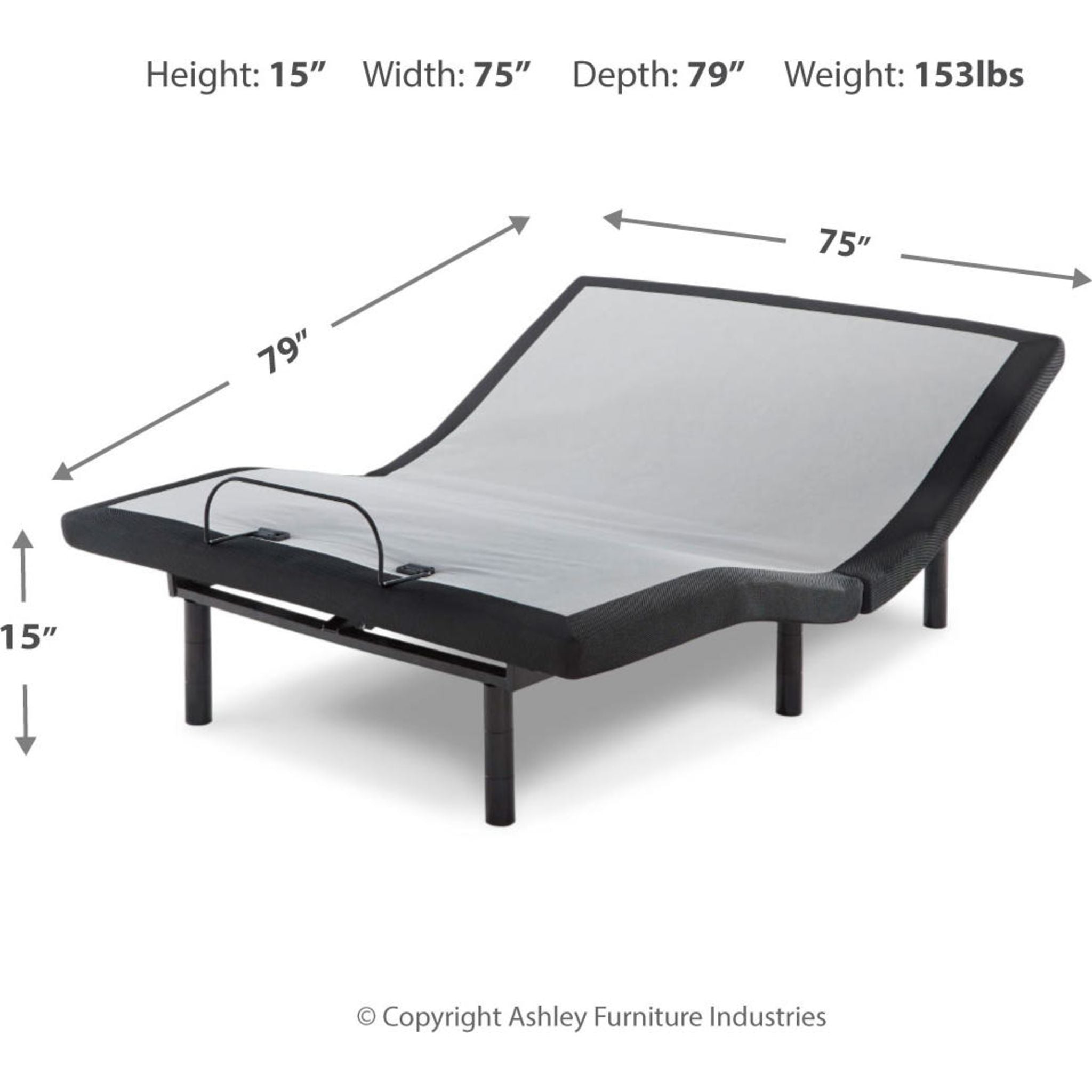 Ashley Sleep Good Lifestyle 15 Inch Adjustable Bed Frame - Queen Size Adjustable Base with Massage & Zero Gravity for Back Pain Relief | Perfect for Home, Bedroom & Senior Comfort