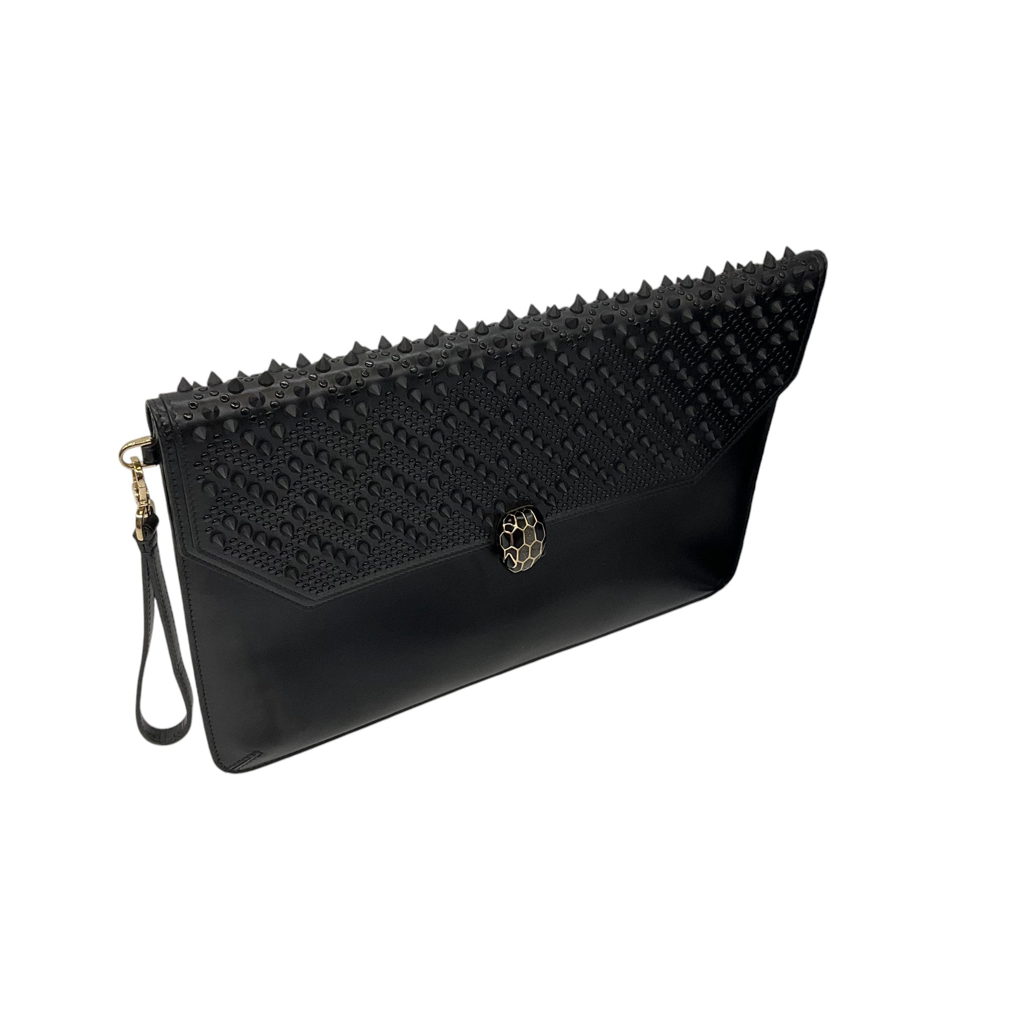 Bulgari x Nicholas Kirkwood Black Studded Leather Serpenti Forever Envelope Clutch Bag - Luxury Designer Handbag for Women, Evening Parties & Special Occasions