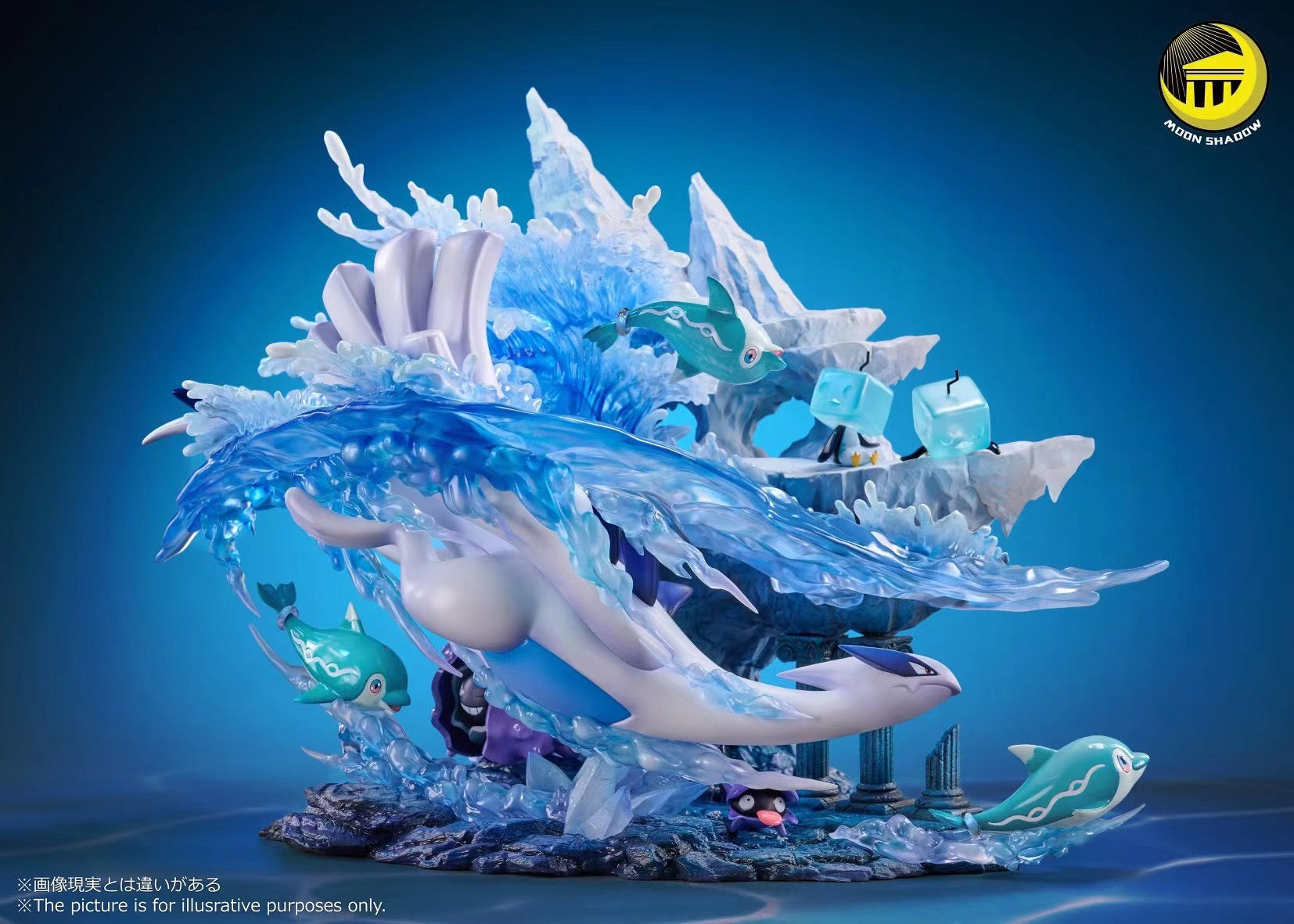 Moon Shadow Studio Sea God Lugia Nature Series Ocean Scene Figurine - Collectible Pokemon Statue for Home Decor, Gaming Room, and Anime Fans