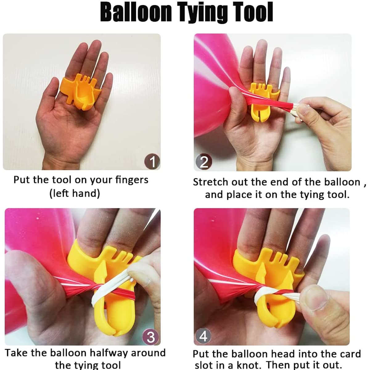 4PCS Balloon Tying Tool Set - Easy Balloon Knot Maker for Party Decorations | Perfect for Birthday, Baby Shower, Wedding, Anniversary & Graduation Parties | Fast Balloon Tier Assistant for Event Planning