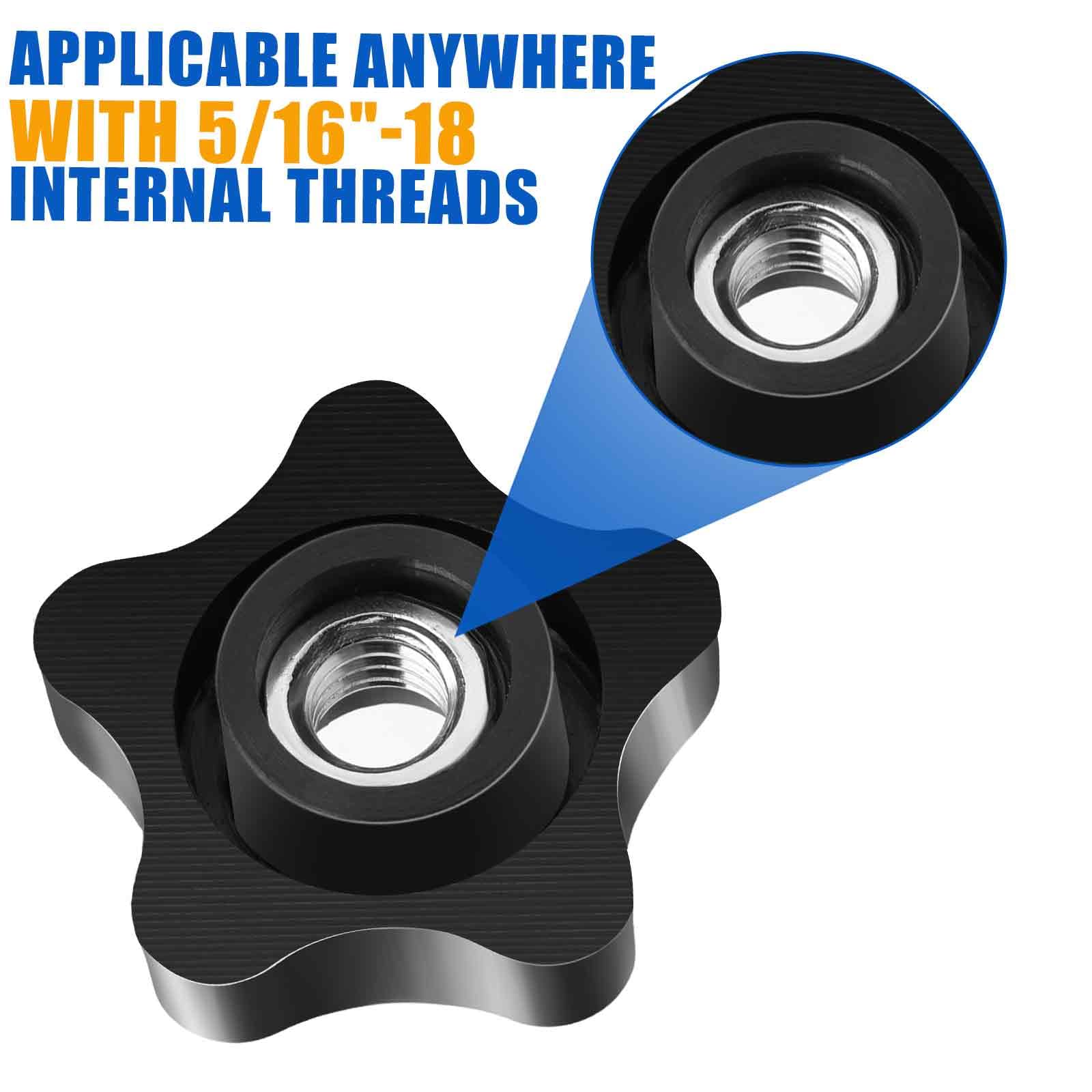 4Pcs 5/16-18 Threaded Knobs - Star Knobs for T-Track & Jigs - Workshop Use