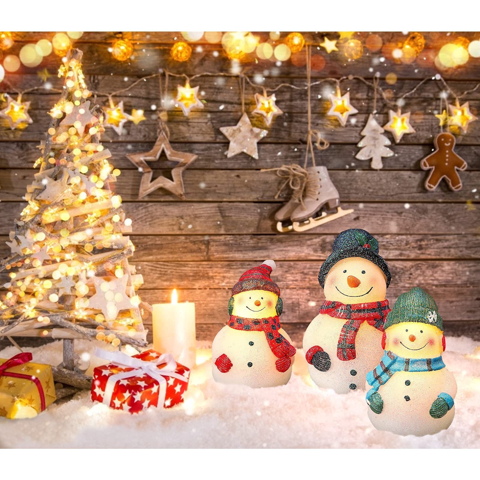 Real Wax Hand-Carved Snowman Flameless LED Candles with Remote Control - Battery Operated Decorative Candles for Christmas, Birthday Gifts, Home Decor & Collectible Sculptures | Perfect for Holiday Centerpieces, Cozy Winter Nights & Festive Atmosphere
