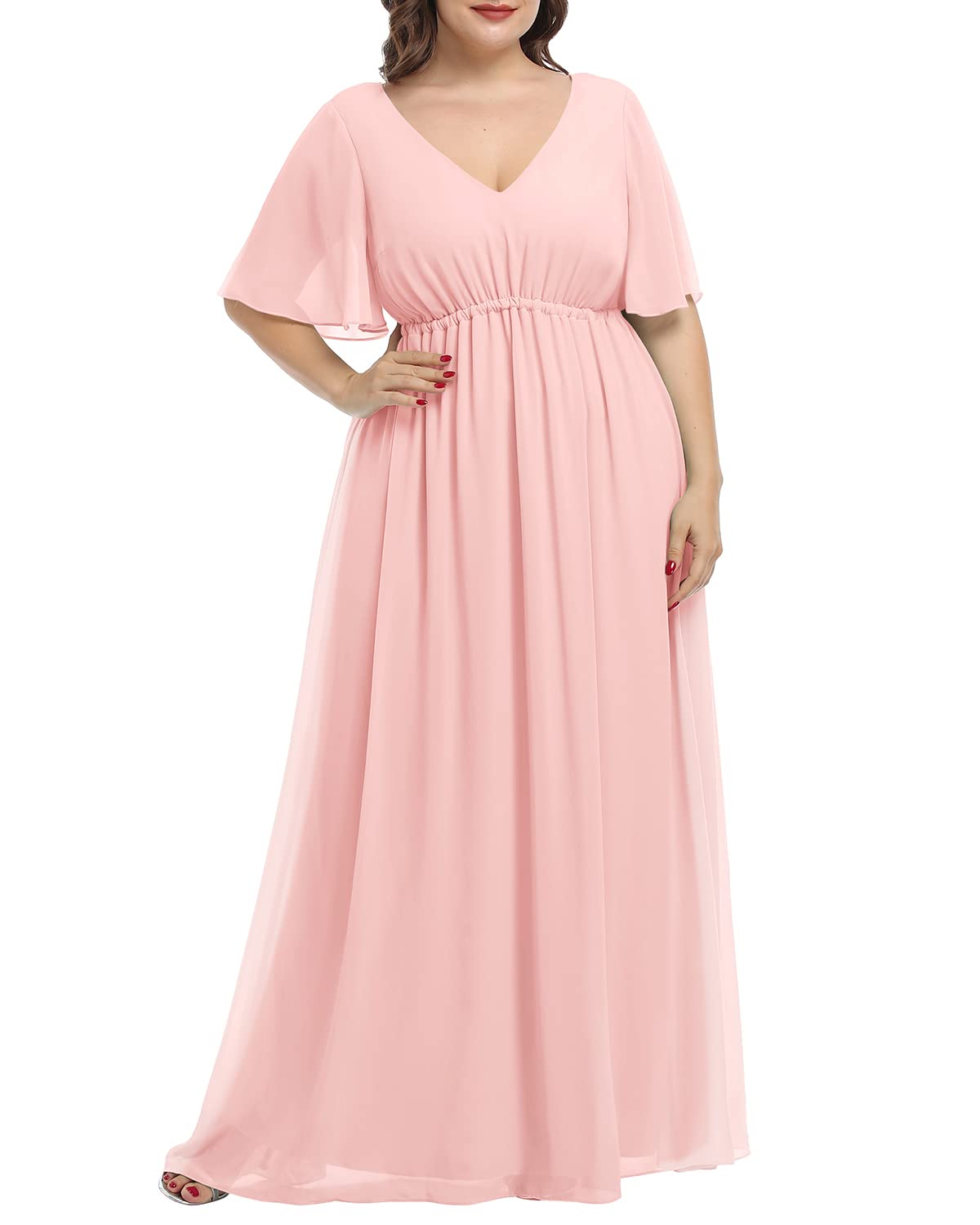 Plus Size Women's Bridesmaid Dresses for Wedding - Elegant Chiffon Long Maxi Formal Gown for Special Occasions | Perfect for Weddings, Proms, Evening Parties & Formal Events