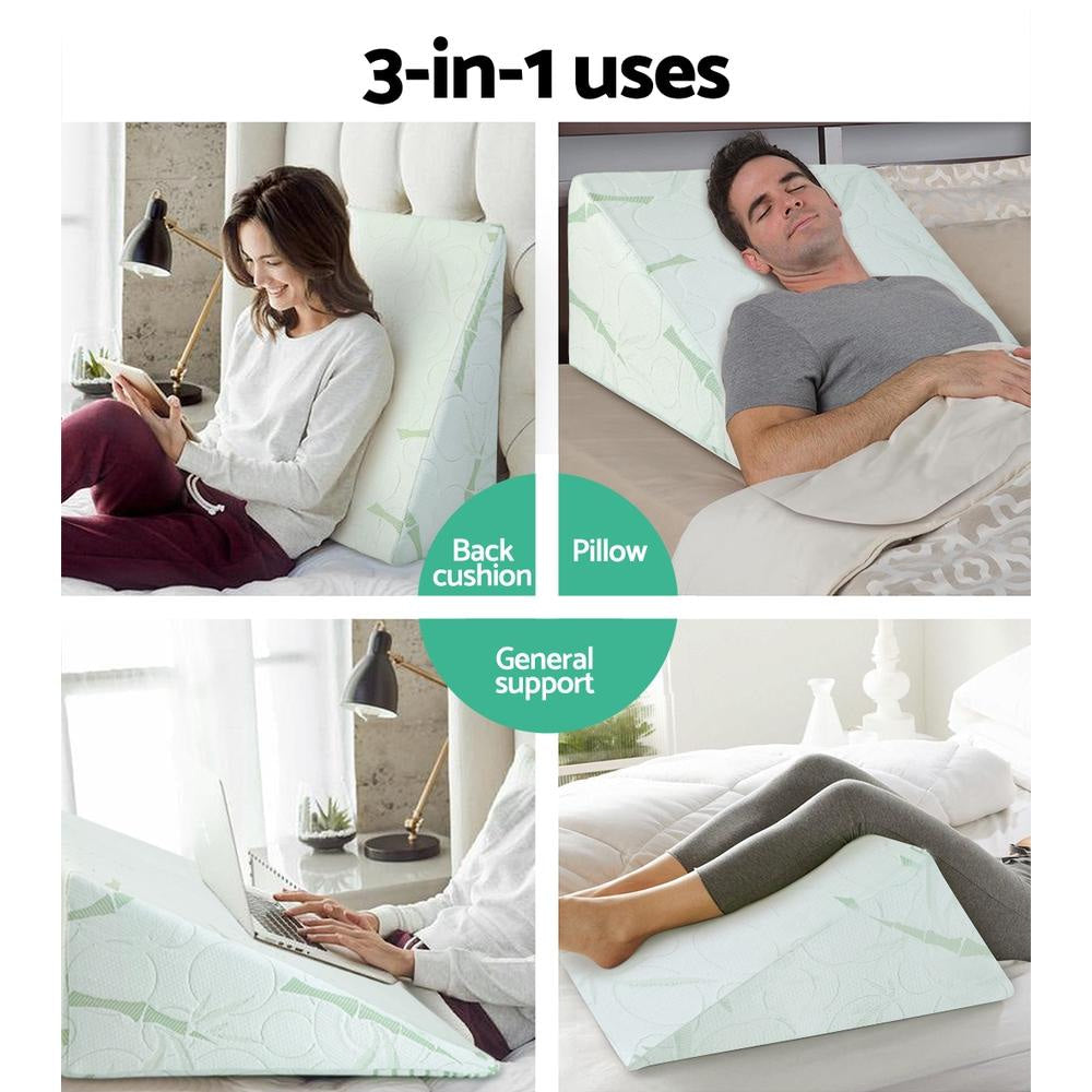 Orthopedic Bed Wedge Pillow for Back Pain Relief - Memory Foam Support Cushion for Sleeping, Reading & Post-Surgery Recovery
