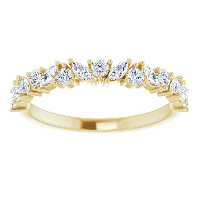 0.50 Carat Prong Set Marquise and Round Diamond Wedding Band - Elegant Bridal Ring for Engagement, Anniversary & Special Occasions