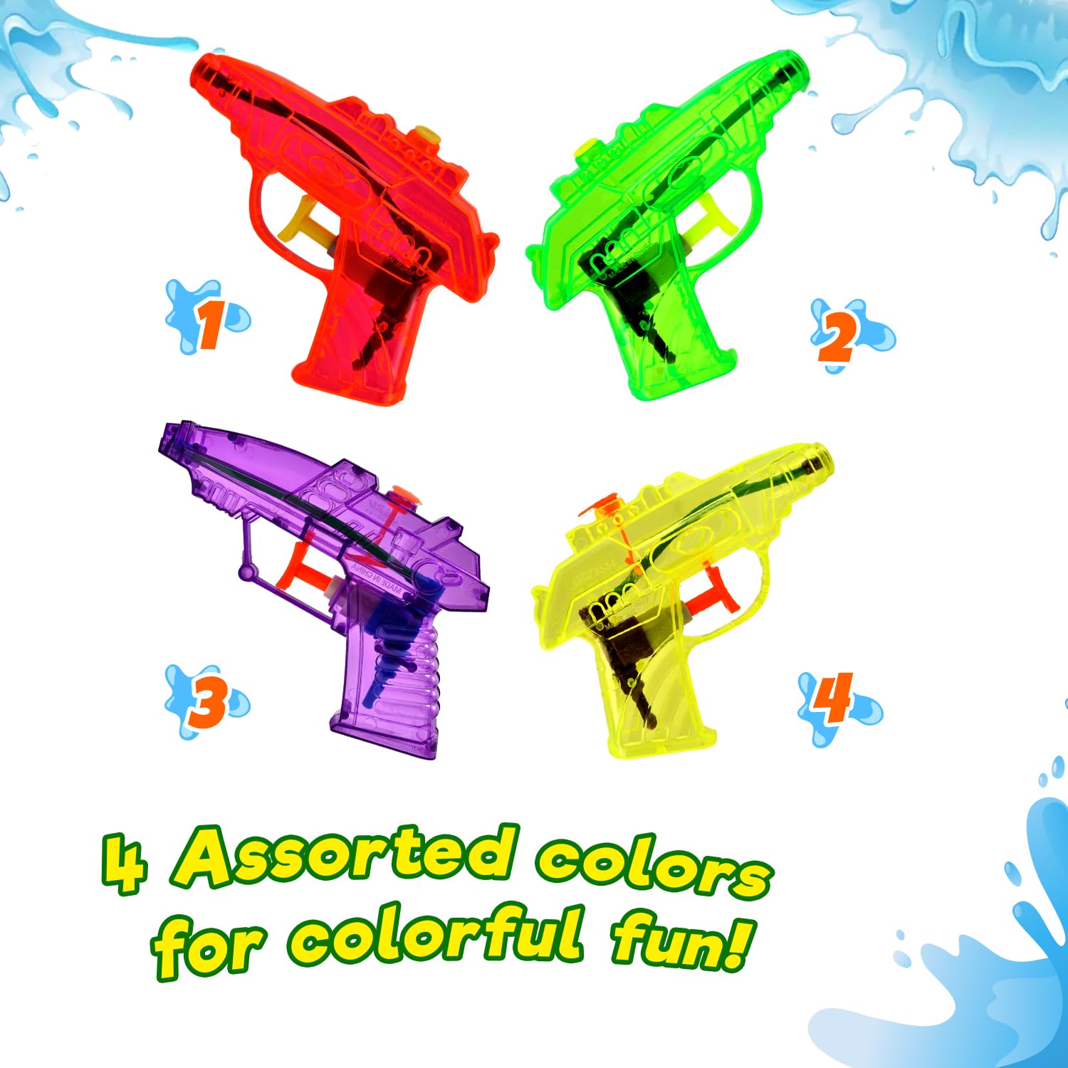 Mini Water Gun Toy 2 Packs (8 Guns) - Bulk Water Squirt Soaker Guns for Kids & Adults | Fun Outdoor Water Blaster for Dog Training, Cat Training, Beach, Pool Parties & Summer Water Games | Perfect for Backyard BBQs, Birthday Parties & Family Reunions - Model F-858-2s