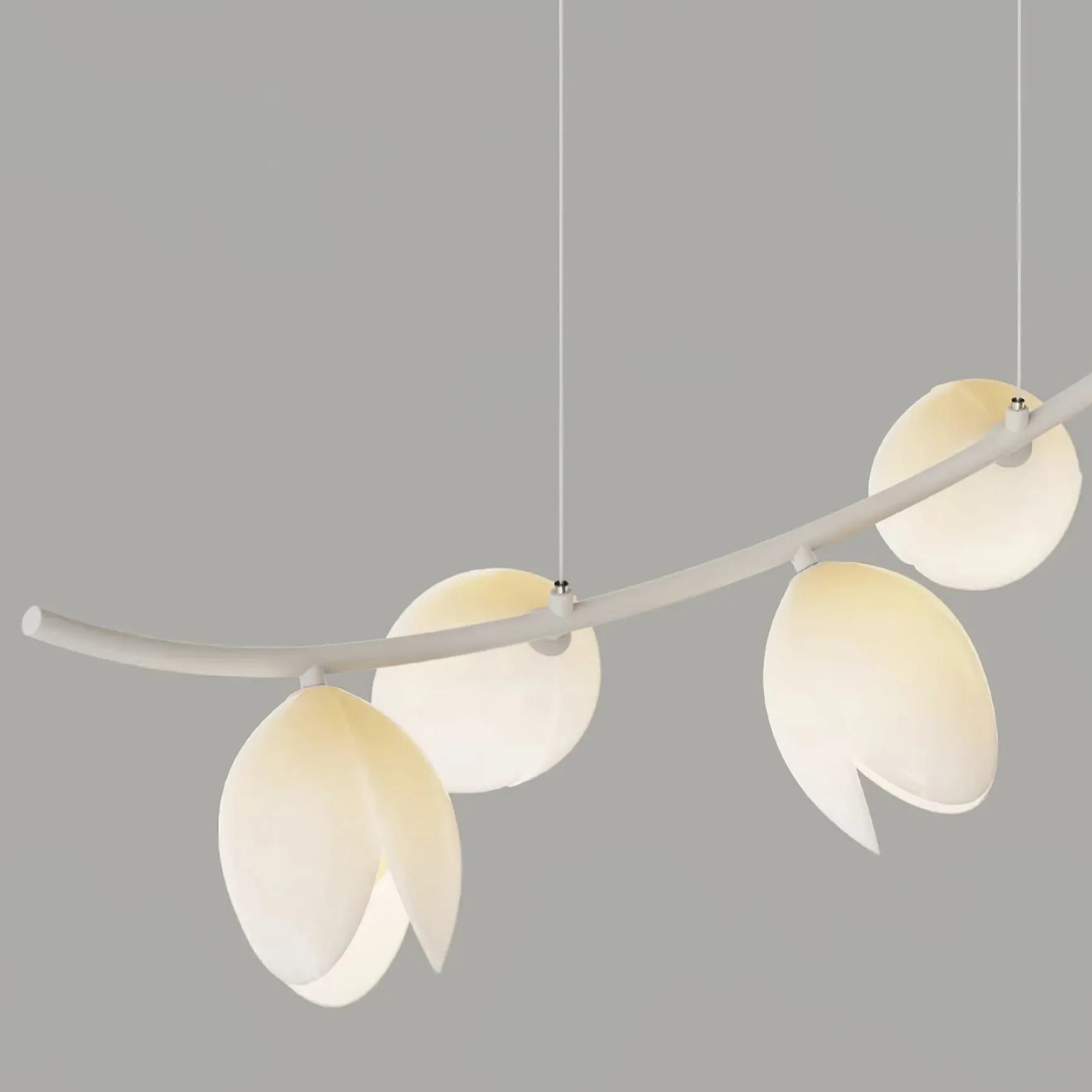 Modern Multi-Head White Flower Chandelier - Horizontal Pendant Lighting Fixture for Dining Room, Bedroom, or Living Room Decor
