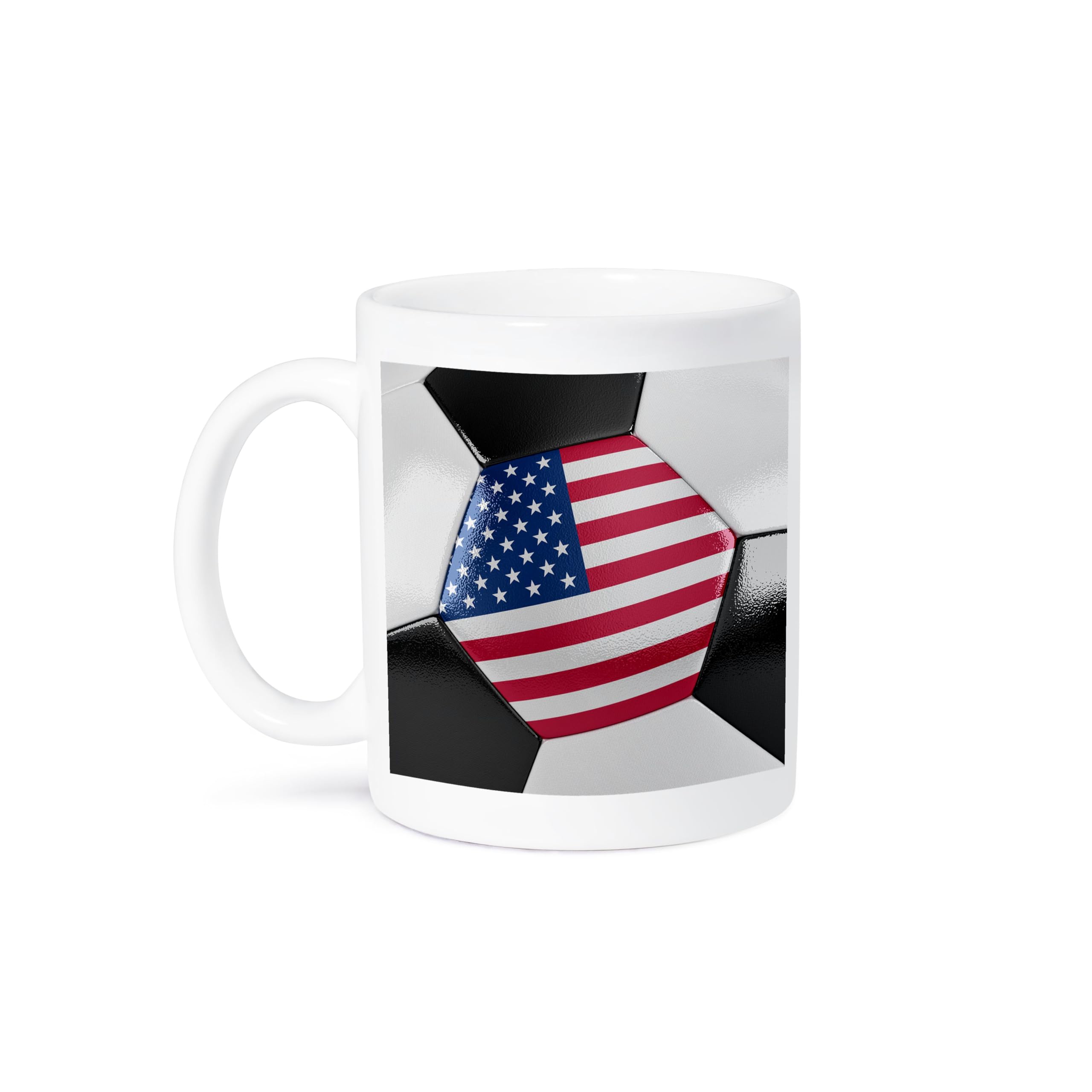 3D Rose USA Soccer Ball Ceramic Coffee Mug - 15 oz White Gift Mug for Soccer Fans, Players, Coaches - Perfect for Home, Office, Game Day & Sports Gifts