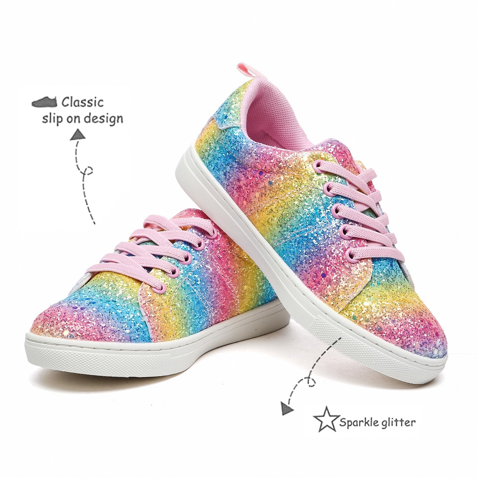 **Bernal Sparkle Glitter Sequin Sneakers for Toddler, Little & Big Kids – Slip-On School Shoes for Boys & Girls – Comfortable Low-Top Walking Shoes – Perfect for School, Play & Special Occasions**
