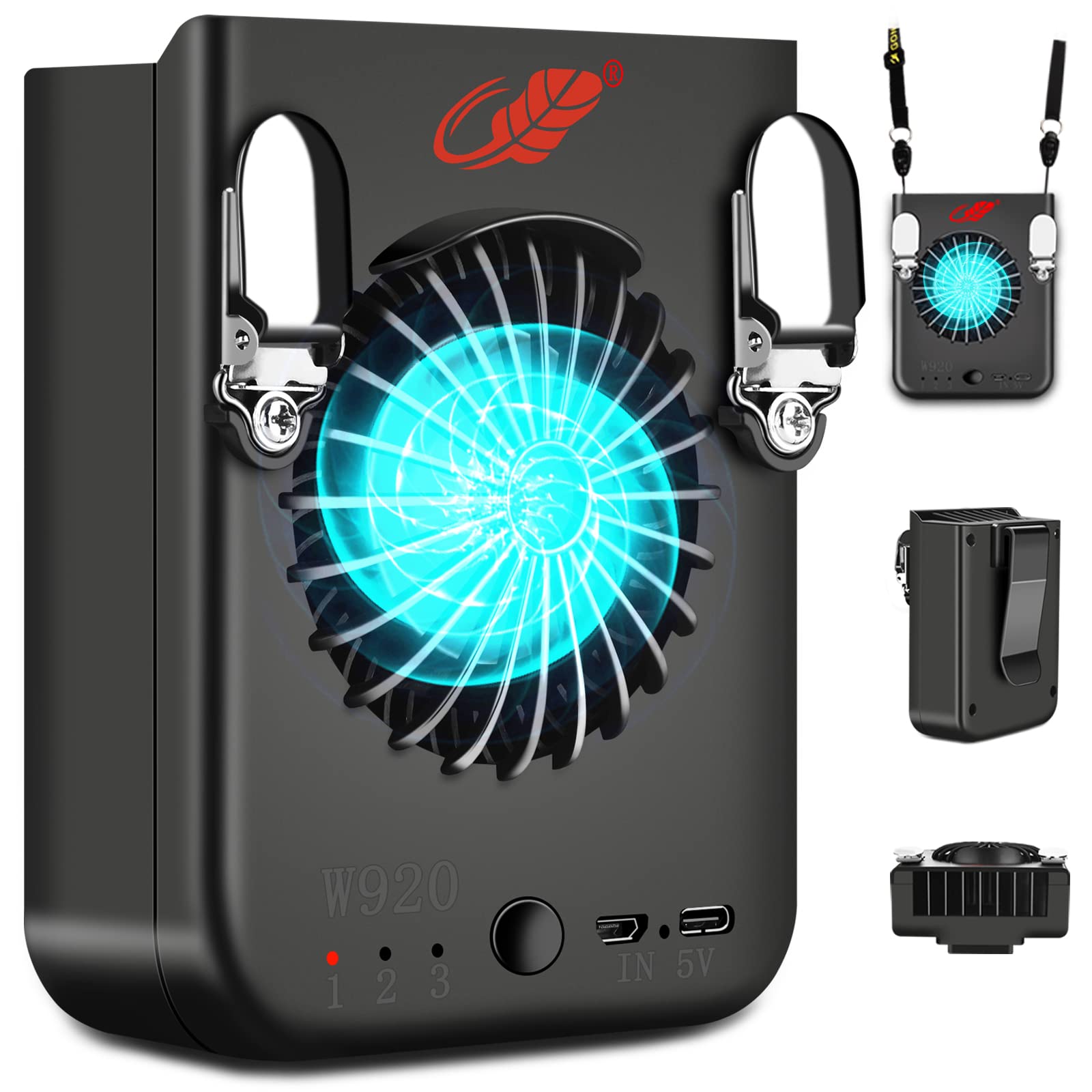 2 in 1 Rechargeable Waist Clip Fan & Neck Fan - Portable 8000mAh Battery Operated Cooling Fan with 3 Speed Settings - Perfect for Outdoor Activities, Camping, Hiking, Fishing, Office Work & Summer Travel