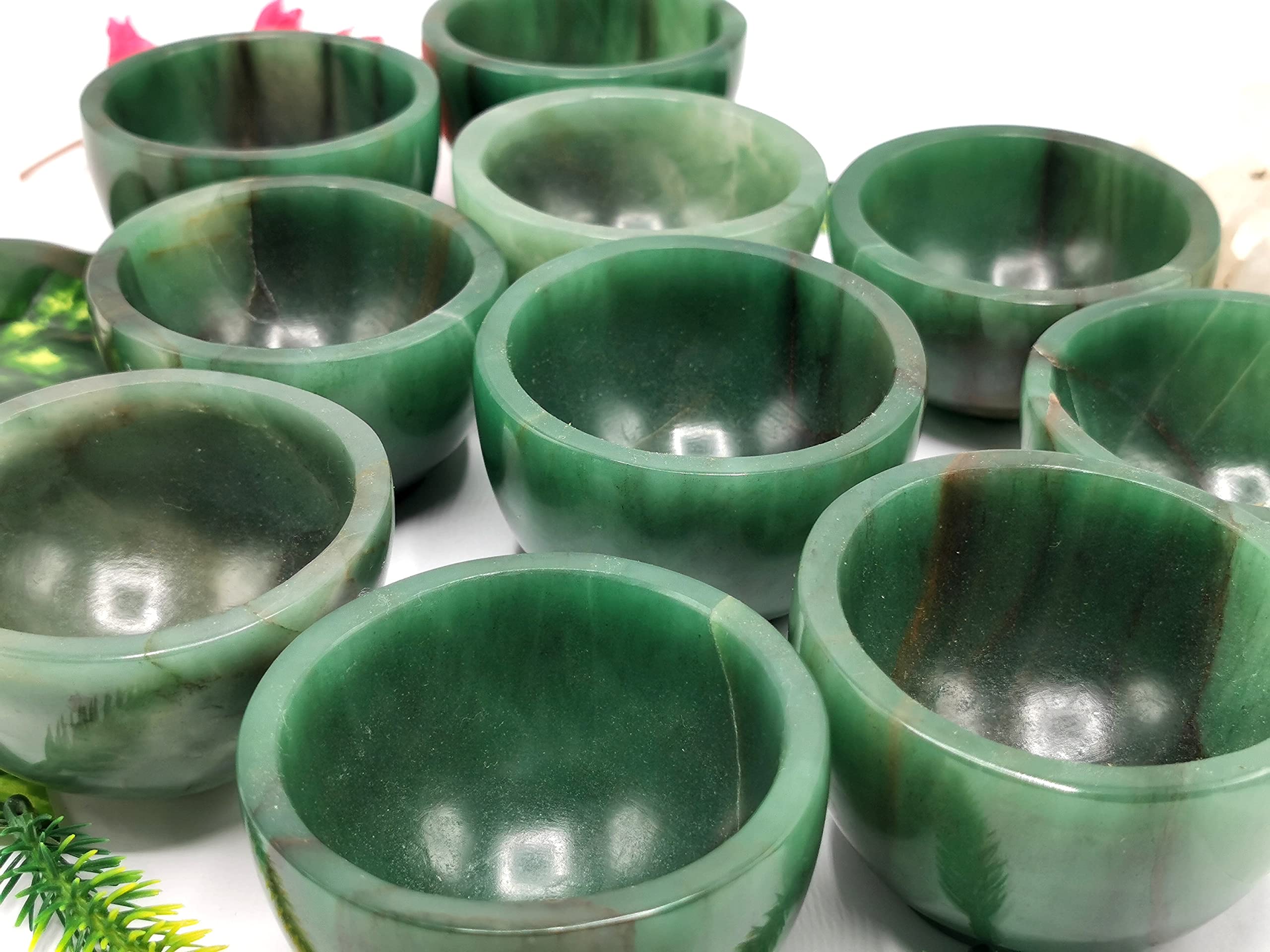 Hand Carved Australian Green Aventurine Bowl - 3 Inch Diameter, 200g (0.44lb) - Natural Stone Serving Bowl for Salads, Snacks & Home Decor - Unique Handmade Gift Idea