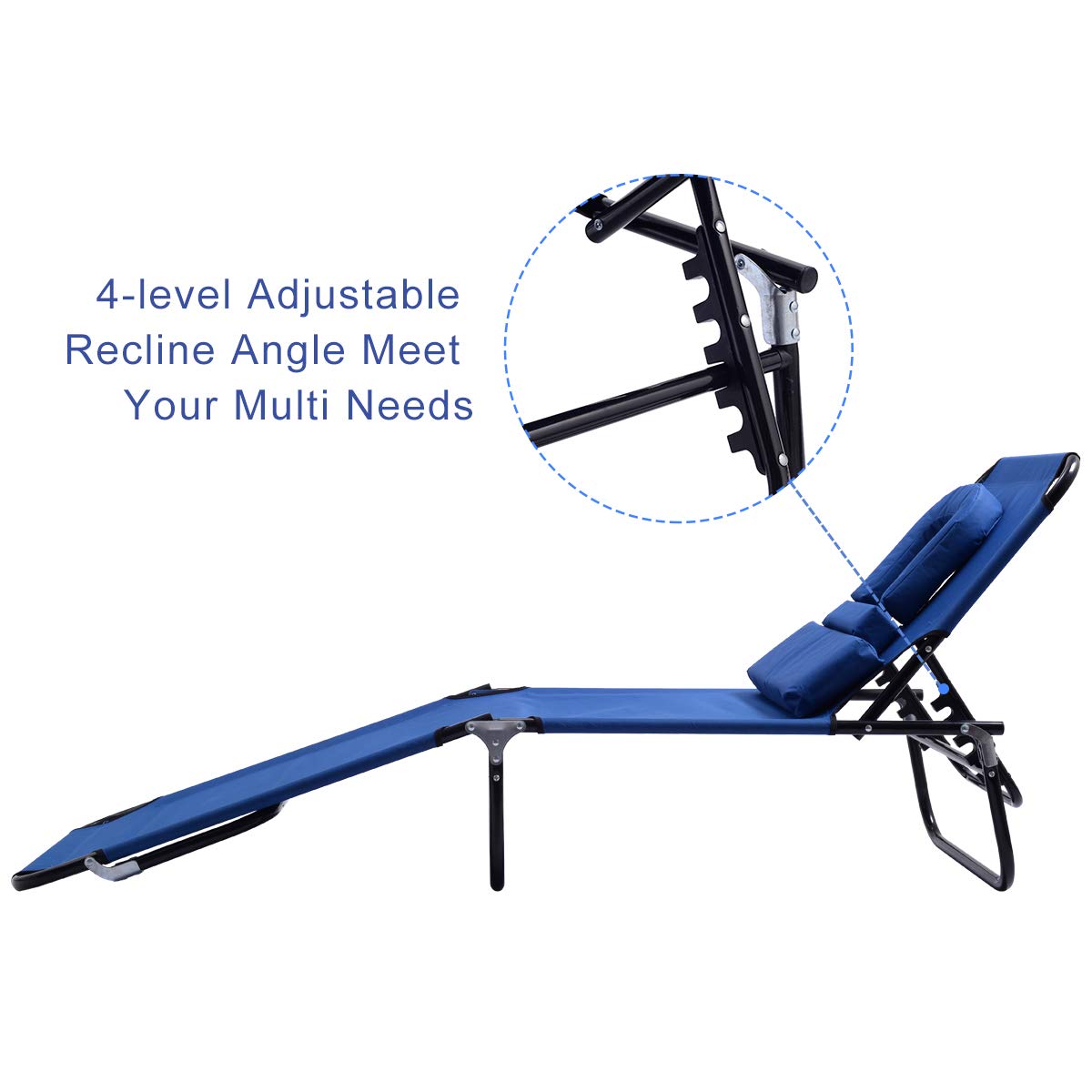 Casart Adjustable Folding Chaise Lounge Chair - Portable Beach Chair with Face Hole for Comfort, Perfect for Sunbathing at Pool, Patio, Backyard & Outdoor Relaxation (2-Pack)