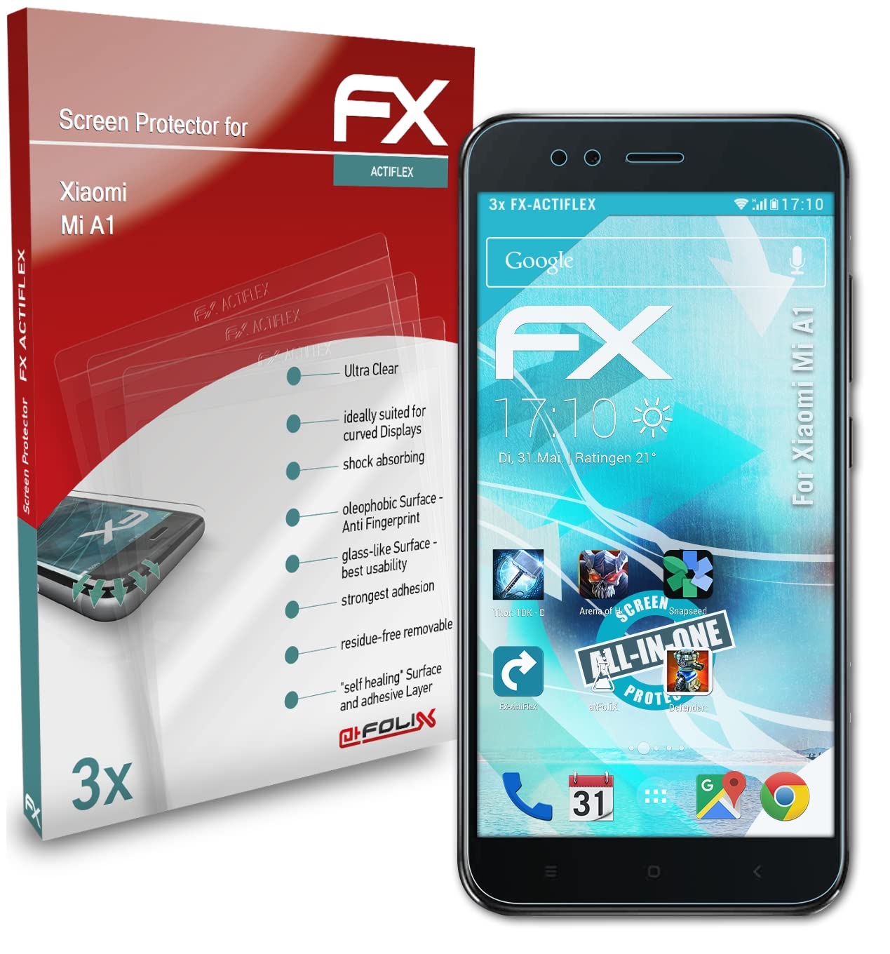 Ultra Clear Flexible Screen Protector for Xiaomi Mi A1 - 3-Pack HD Tempered Glass Film | Perfect for Everyday Use, Gaming & Outdoor Activities