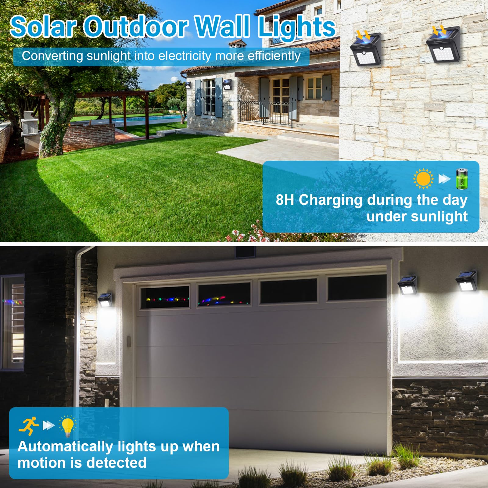 28 LEDs Solar Motion Sensor Lights Outdoor - 400 Lumen Waterproof Wireless Security Lights for Yard, Garage, Porch, Patio (4-Pack) | Solar Powered Night Lighting for Steps, Pathways & Home Safety