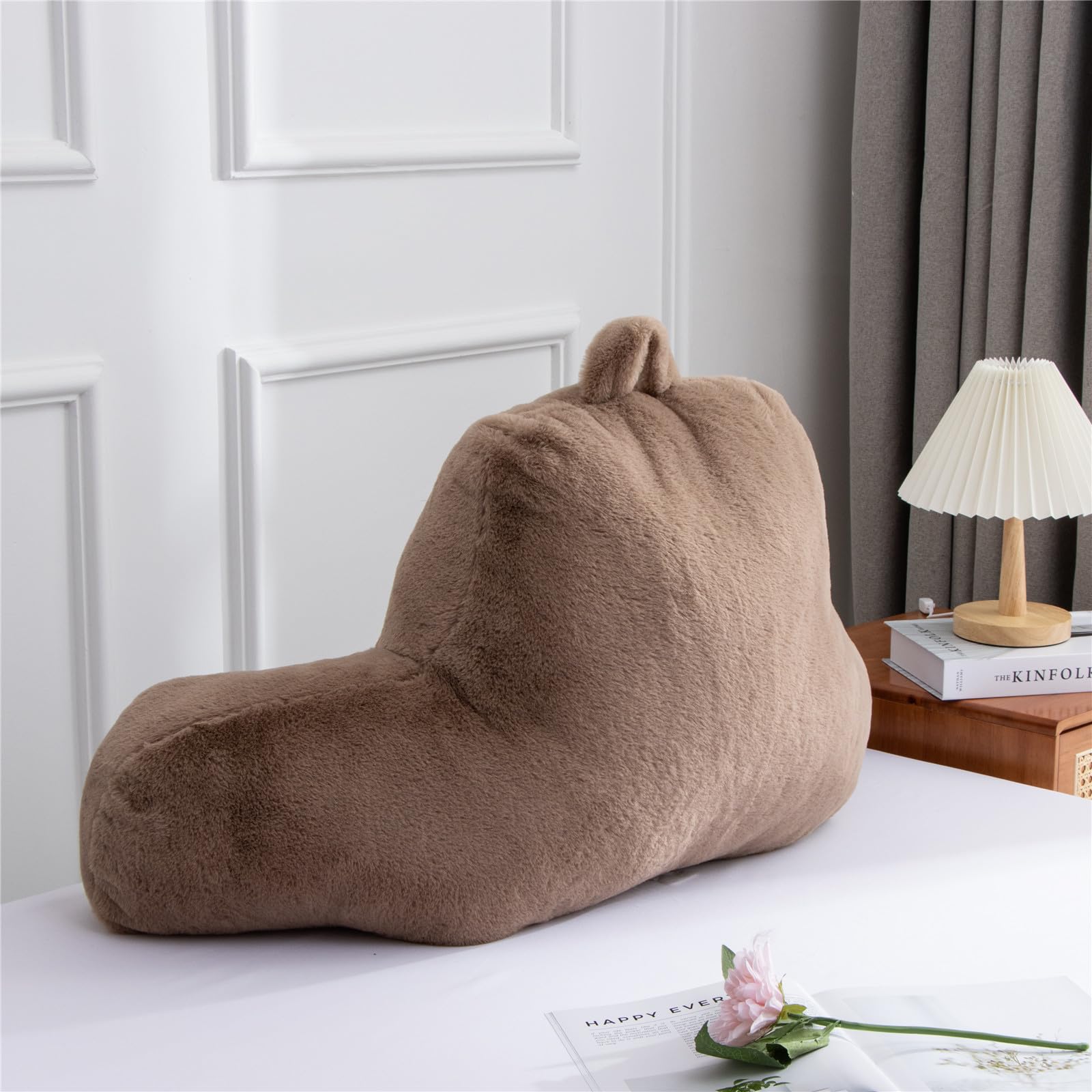 **Comfortable Adult Reading Pillow with Arms - Backrest Support for Sitting Up in Bed, Chair, or Sofa - Perfect for Reading, Relaxing, and Watching TV (Khaki)**