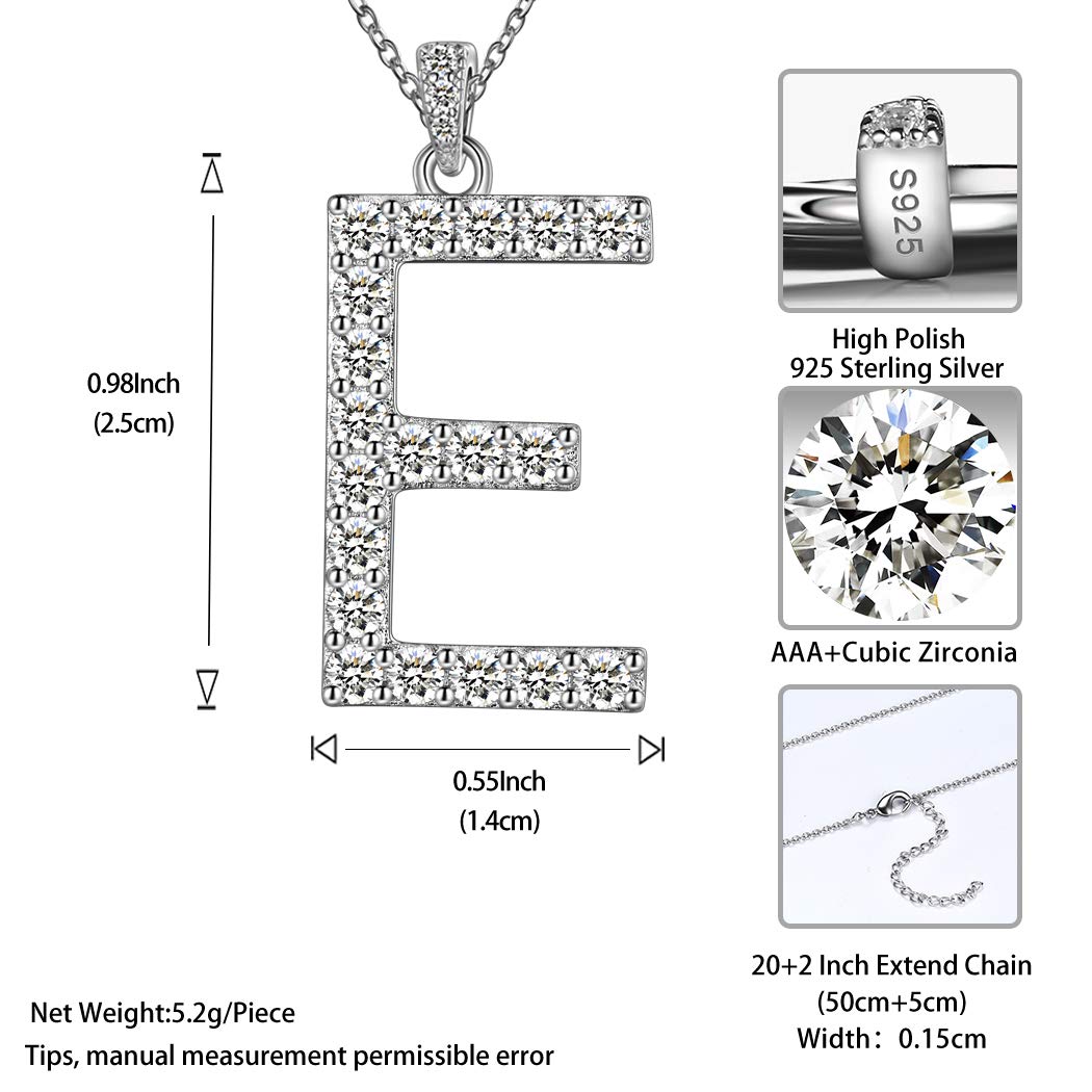 18K White Gold Plated Initial Letter Pendant Necklace - 925 Sterling Silver Cubic Zirconia Monogram Jewelry for Men & Women | Personalized Birthday Gift for Her/Him with Gift Box | Perfect for Anniversaries, Graduation & Special Occasions