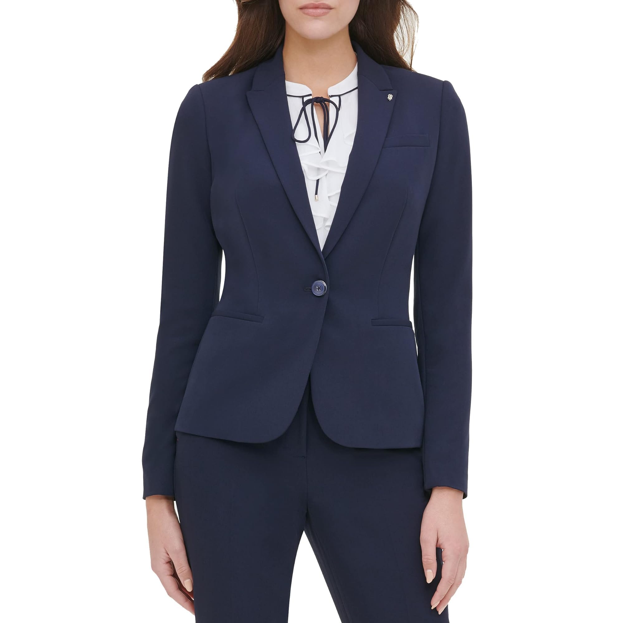 Tommy Hilfiger Women's Blazer - Slim Fit Single Button Business Jacket for Office & Formal Wear | Professional Work Attire & Special Occasions