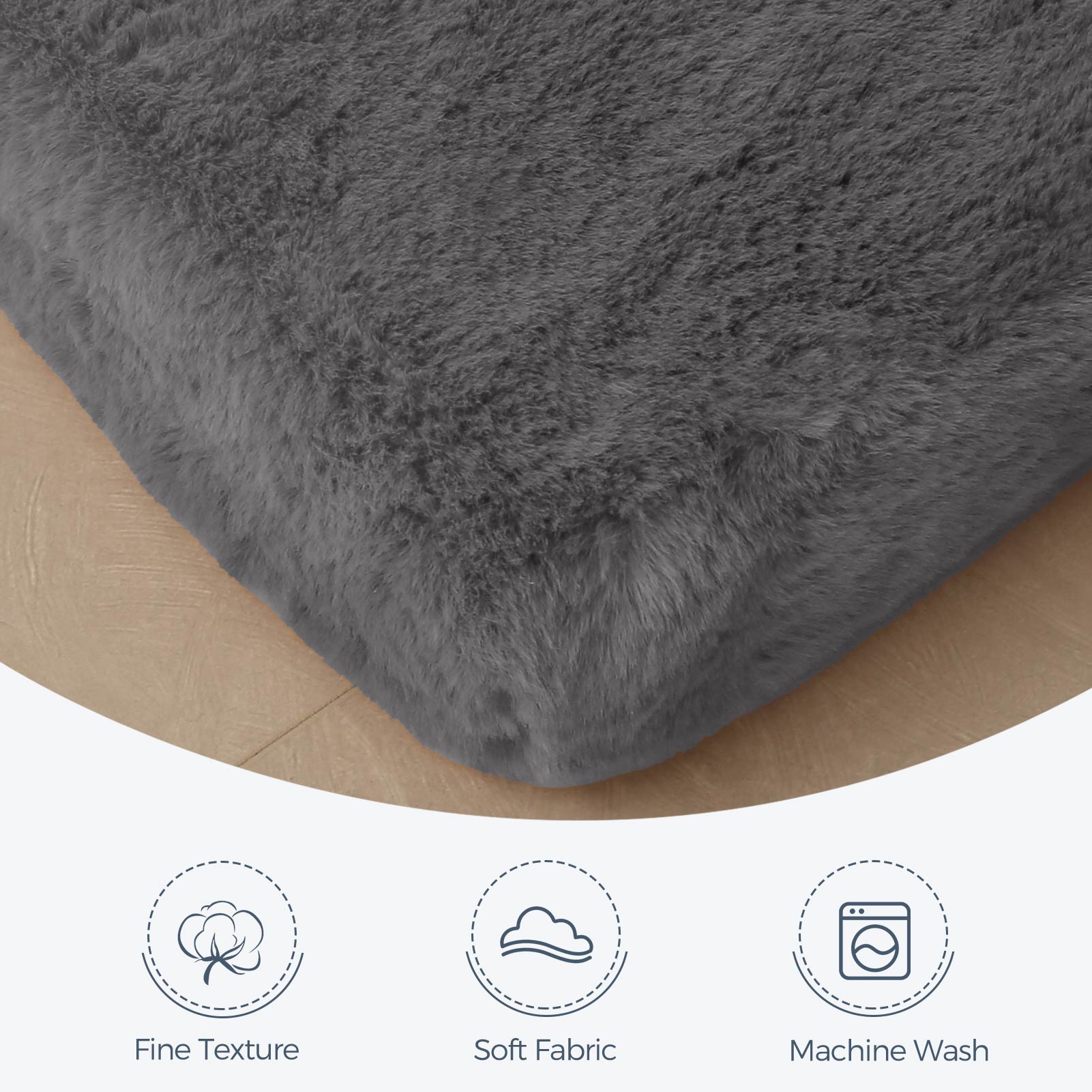 MAXYOYO Faux Fur Removable Futon Mattress - Soft Fluffy Couch Bed for Lounging, Napping & Sleeping - Dark Grey | Perfect for Living Room, Dorm, Guest Room & Home Decor