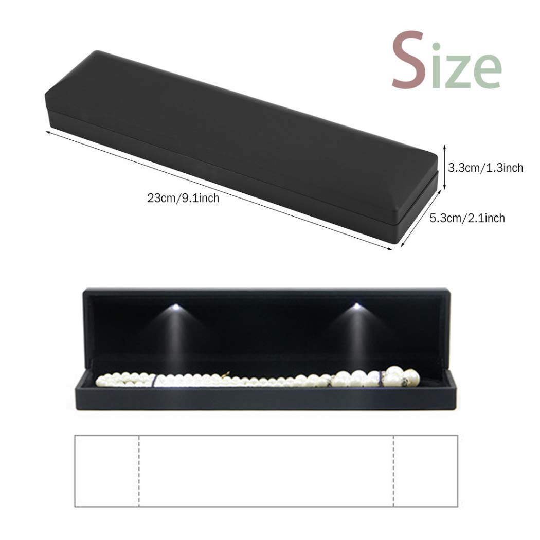LED Lighted Jewelry Display Case - Necklace & Bracelet Storage Box with Lights, Wedding Gift Box for Charms & Accessories - Perfect for Bridal Showers, Birthday Gifts & Jewelry Organization (Red)