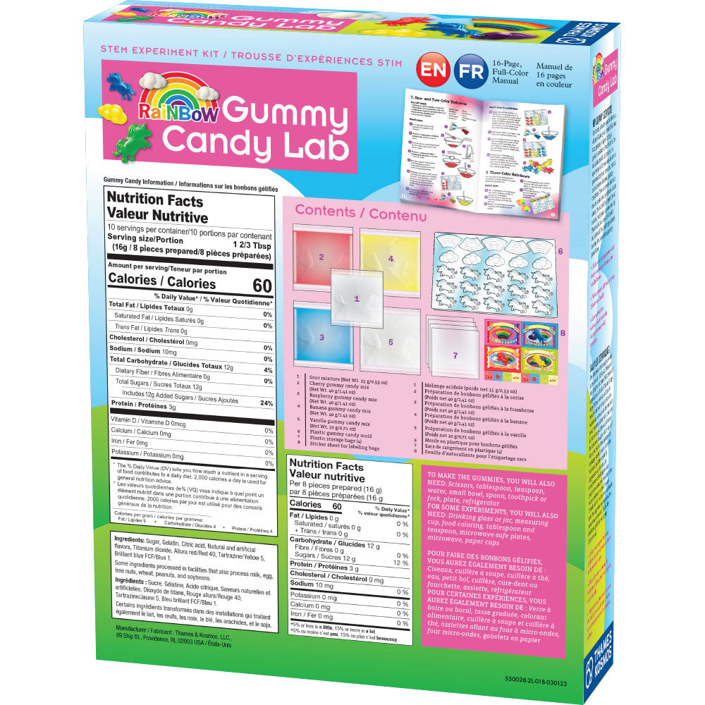 Rainbow Gummy Candy Lab Kit - 2L Large Capacity for DIY Gummy Making - Perfect for Birthday Parties, STEM Activities & Family Fun (English/French)